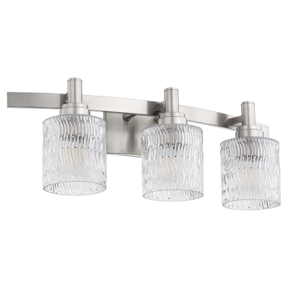 Stadium Collection 3-Light Transitional Vanity Light in Pewter, Nickel & Silver Finish - Perfect for Bathroom, Bedroom & Dressing Room Lighting