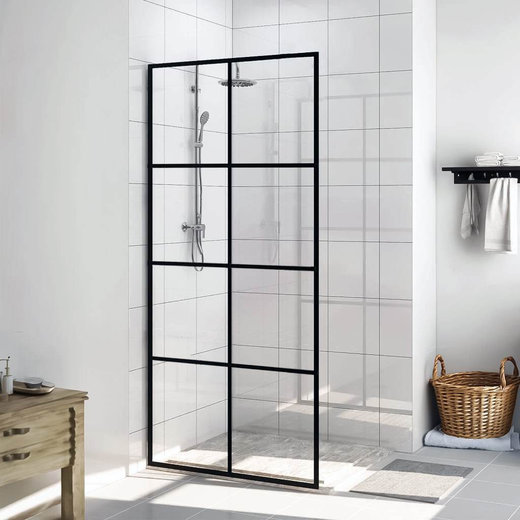 Dreamwerks 40-Inch Wide x 79-Inch Tall Black Framed Clear Glass Shower Screen - Perfect for Modern Bathrooms & Spa-Like Showers