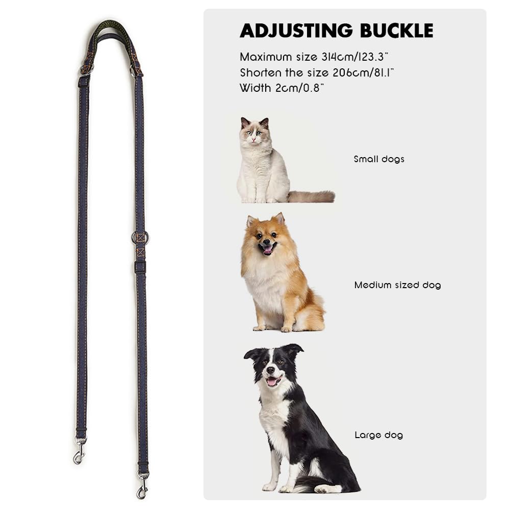 Hands-Free Dog Leash with Traffic Handle - Adjustable Double Leash for Two Dogs - Multifunctional Crossbody Running Belt for Large, Medium & Small Dogs - Perfect for Jogging, Hiking & Daily Walks