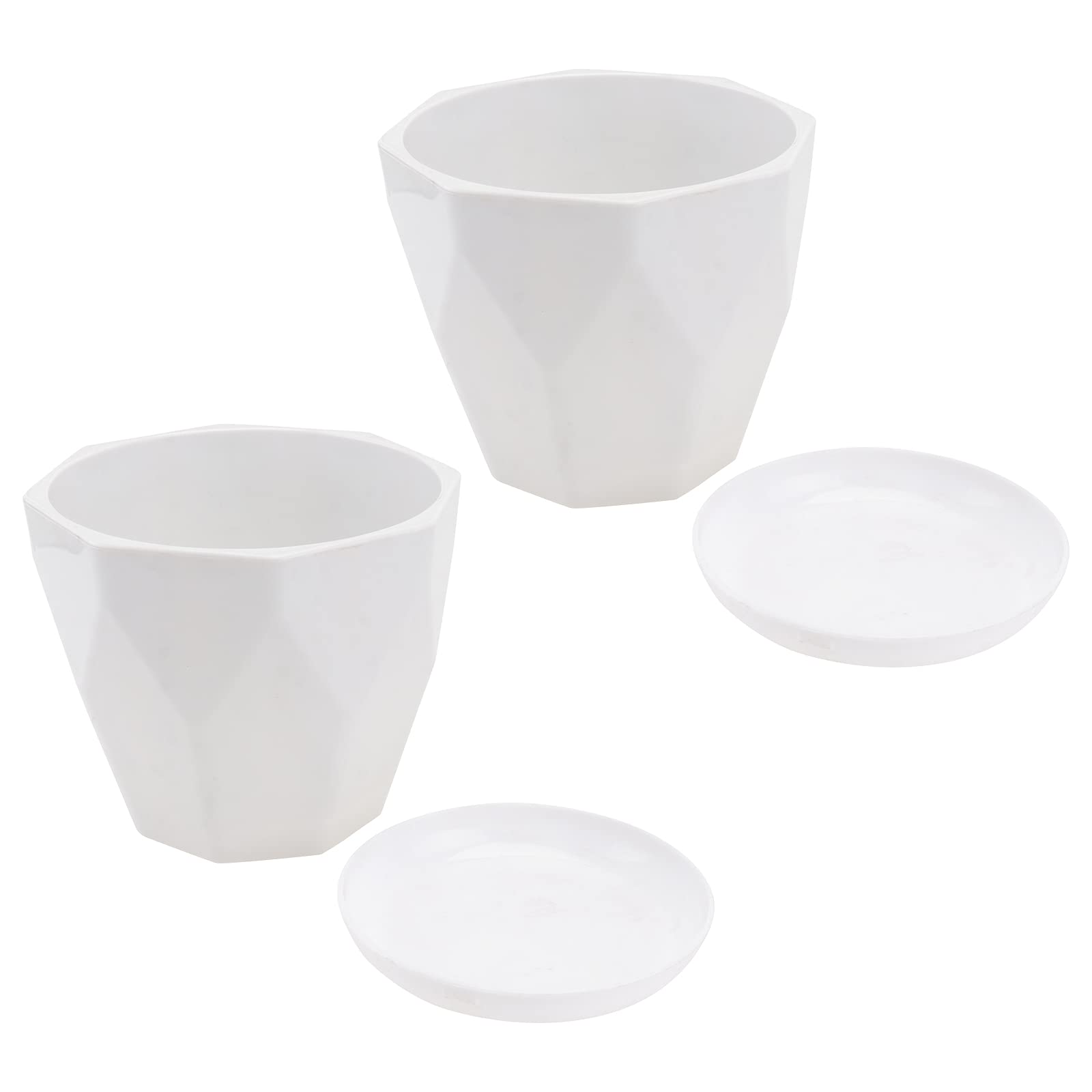 2 Sets White Plastic Flower Pots - Mini Bonsai Planters for Indoor Plants, Round Cylinder Decorative Gardening Pots (Ideal for Succulents, Herbs & Small Houseplants) - Perfect for Windowsills, Desks & Home Decor