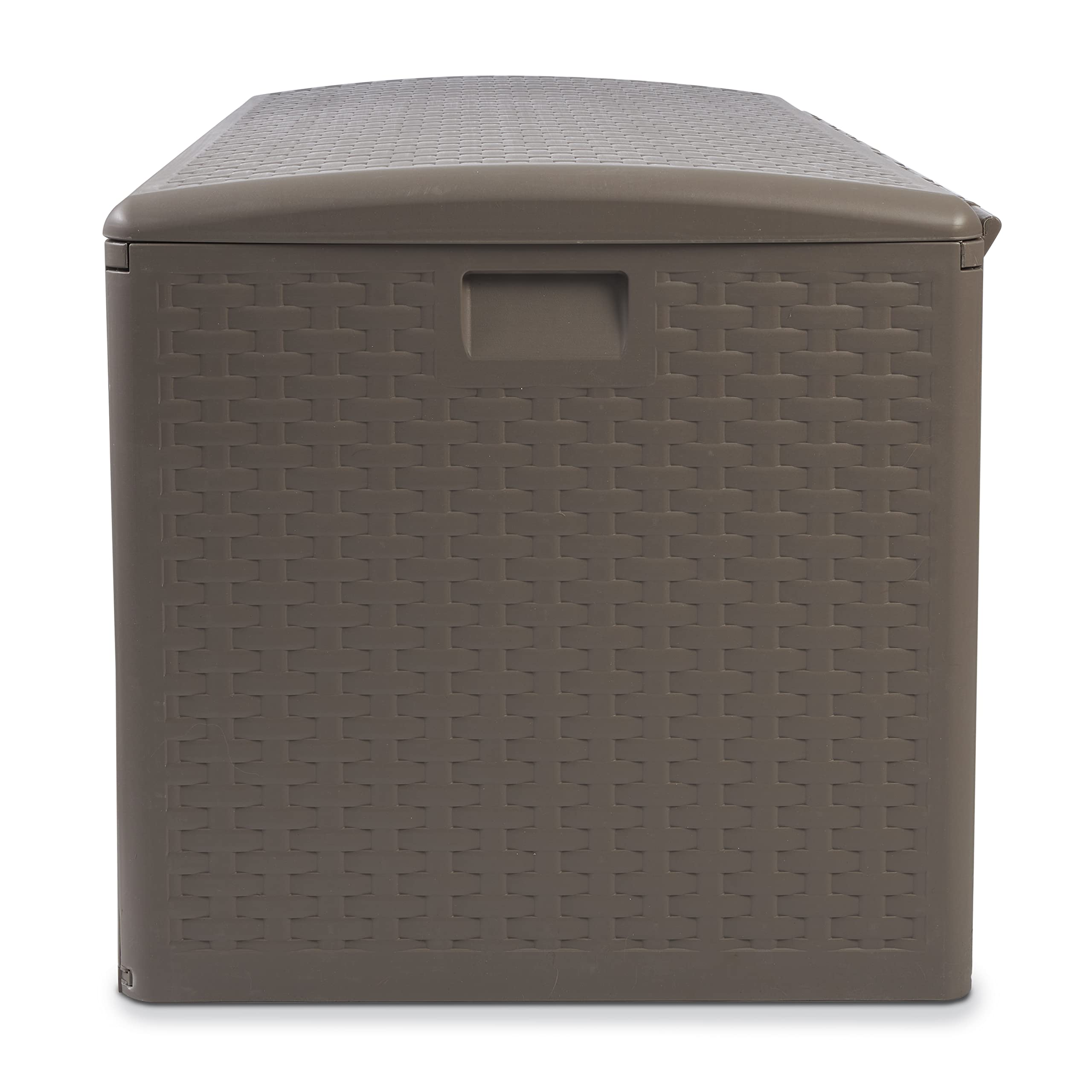 99 Gallon Driftwood Outdoor Storage Deck Box with Standard Close - Weatherproof Plastic Deck Box for Patio, Garden & Backyard Organization