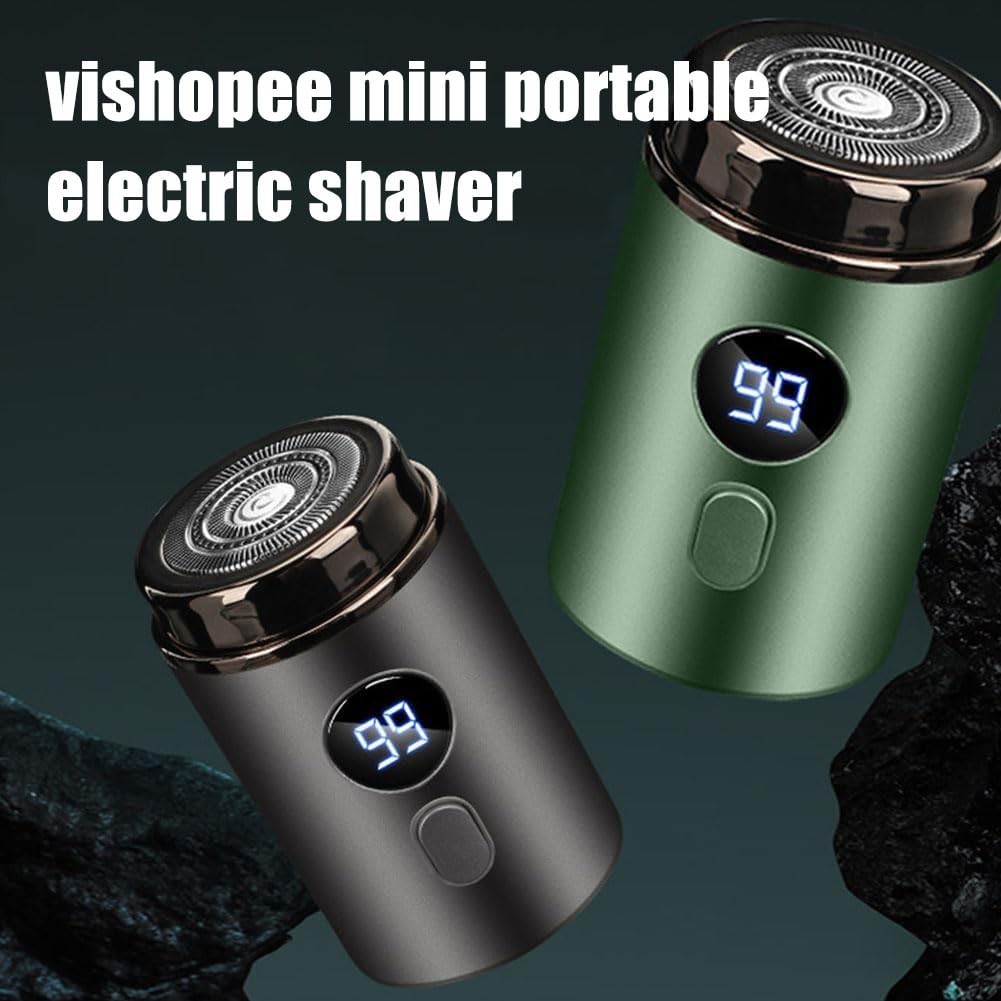 Vishopee Mini Portable Electric Shaver for Men - USB Rechargeable, Waterproof, Travel-Friendly Razor - 2025 Upgraded Model for Smooth Shaving at Home & On The Go