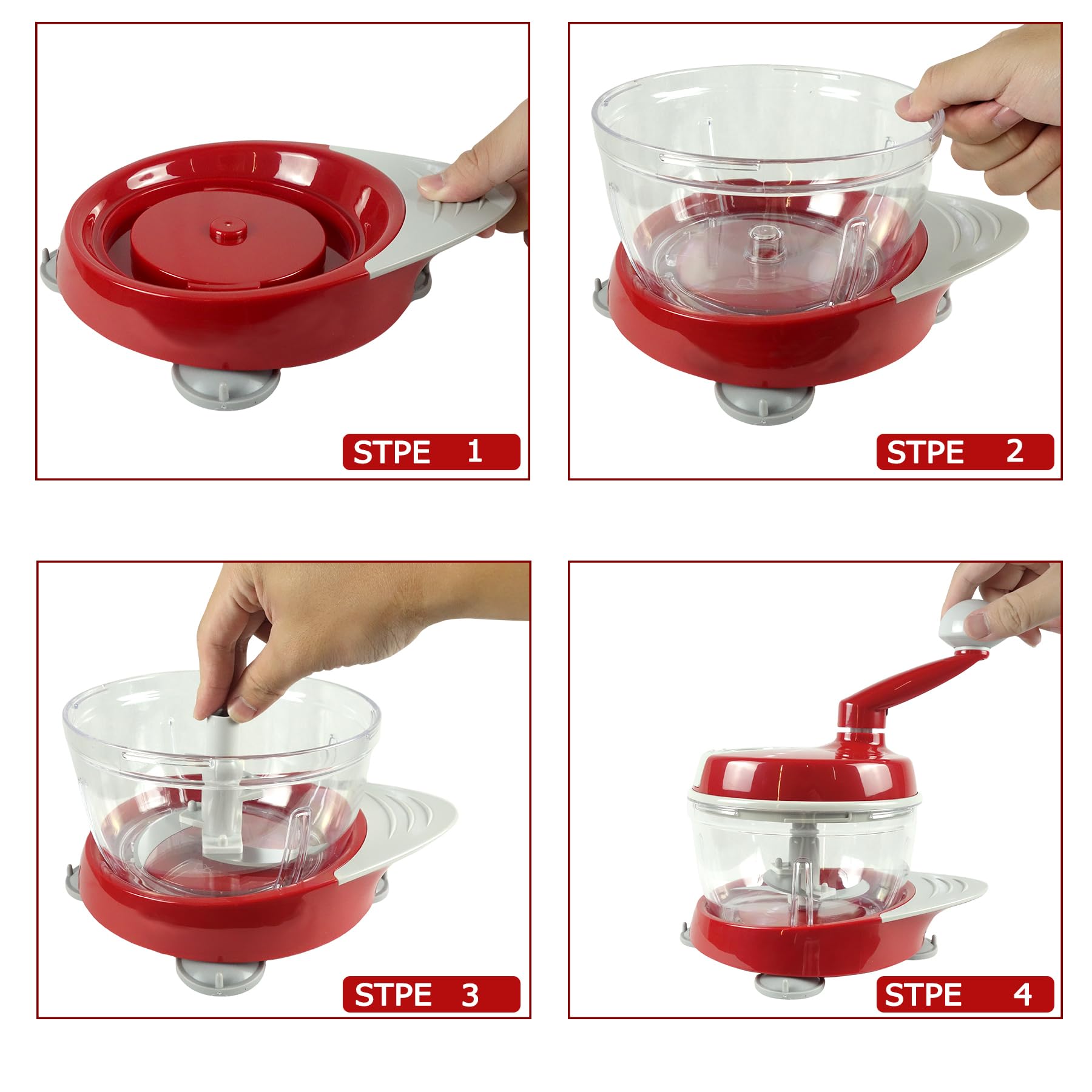 Manual Food Processor - Hand Crank Chopper for Vegetables, Meat, Fruits & Onions | Kitchen Gadget for Salsa, Salad Prep & Meal Prepping | Eco-Friendly No Electricity Needed
