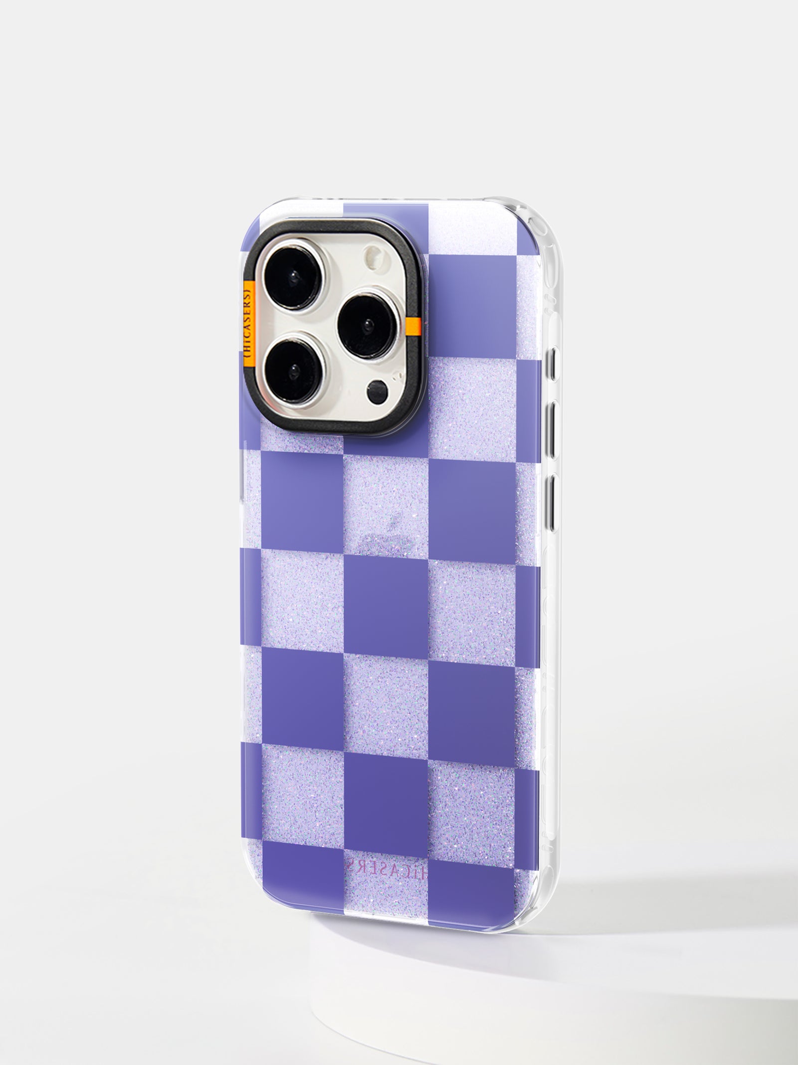 Checkered Shimmering Purple Phone Case - Trendy Glitter Design for iPhone & Samsung | Perfect for Parties, Daily Use & Gift Giving