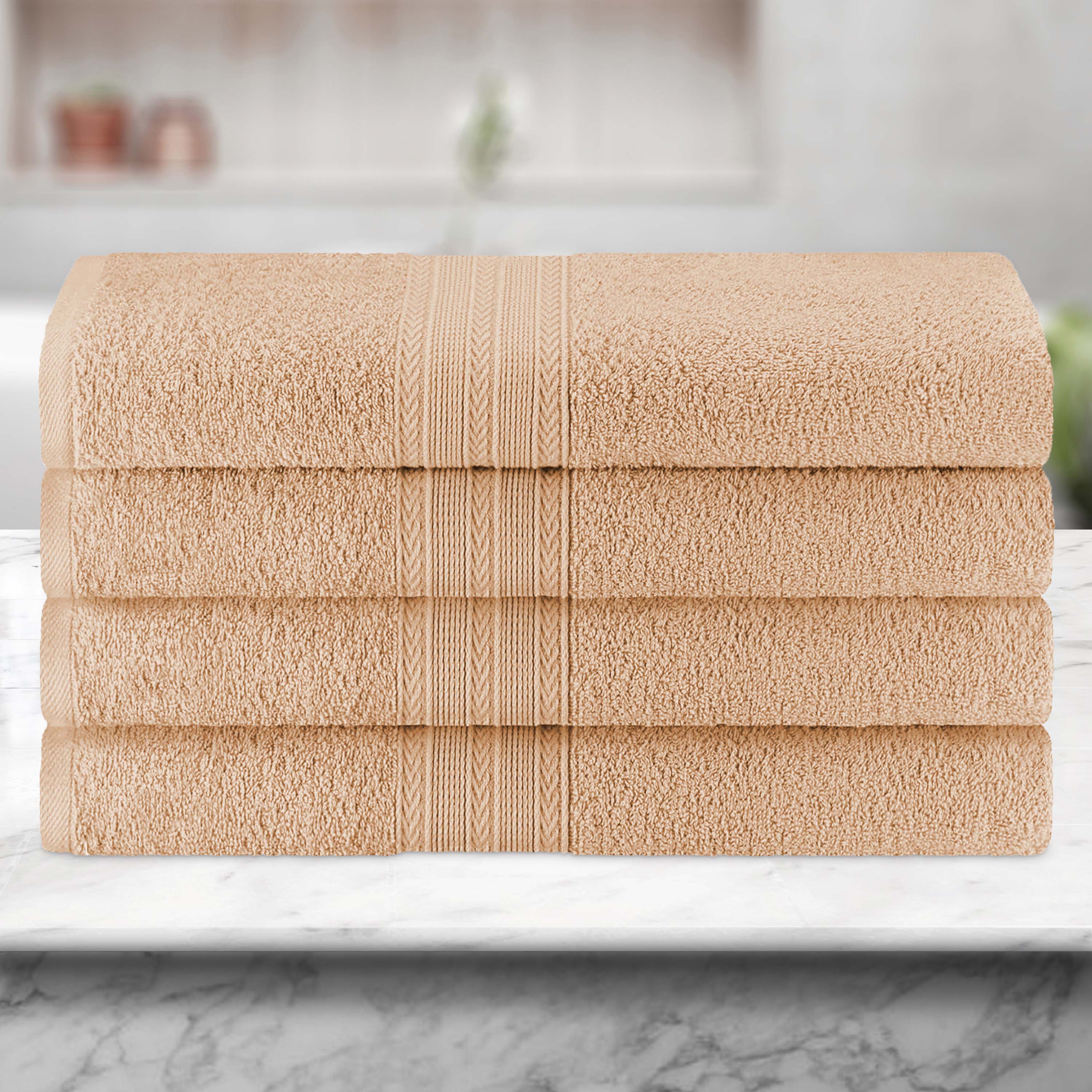 Premium 100% Cotton Eco-Friendly 4-Piece Bath Towel Set - Soft, Absorbent & Hypoallergenic - Perfect for Spa, Bathroom & Beach Use
