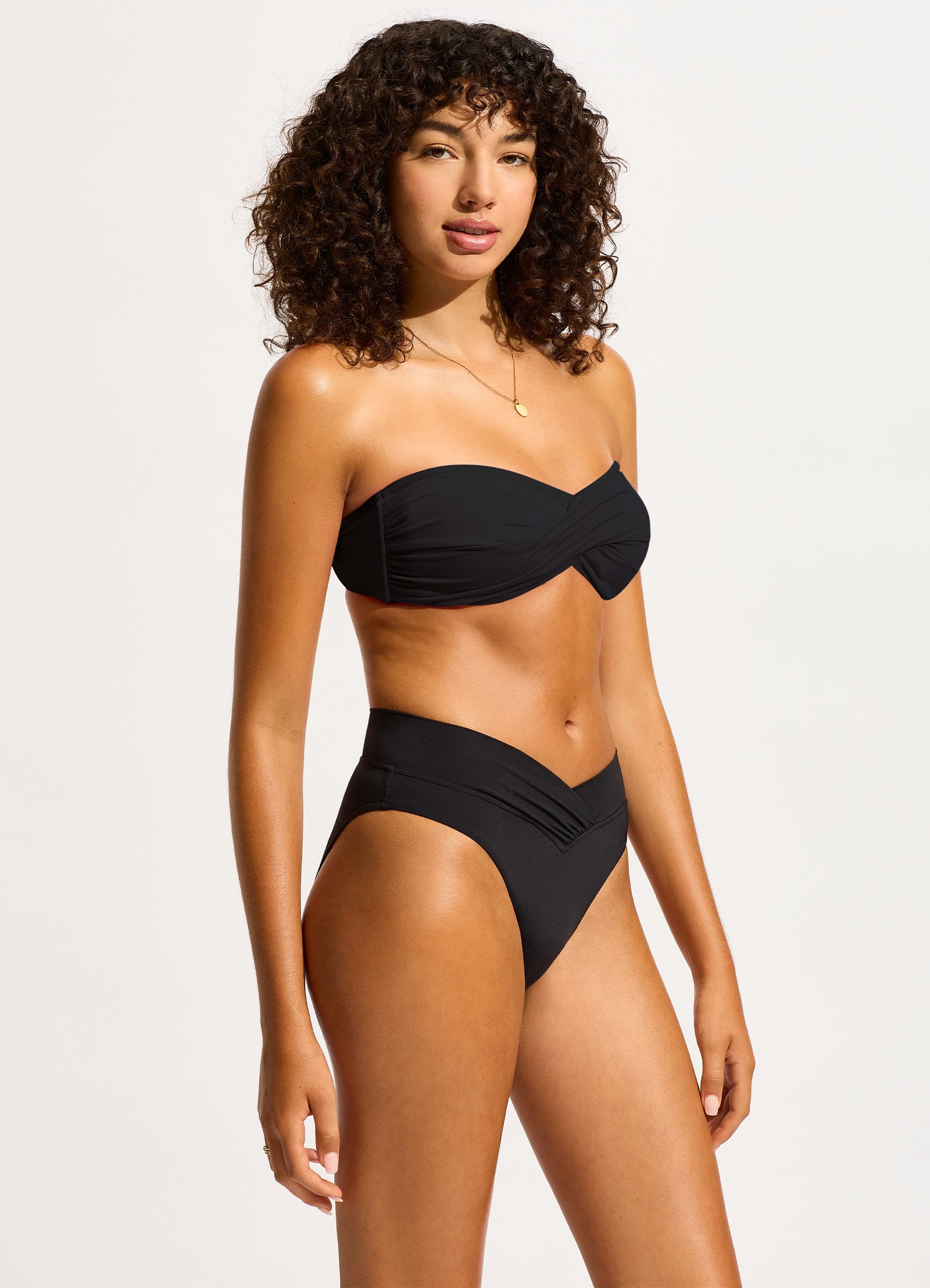 Seafolly Collective V Front High Cut Bikini Bottom - Black | Swimwear for Women | Perfect for Beach, Pool & Summer Vacations