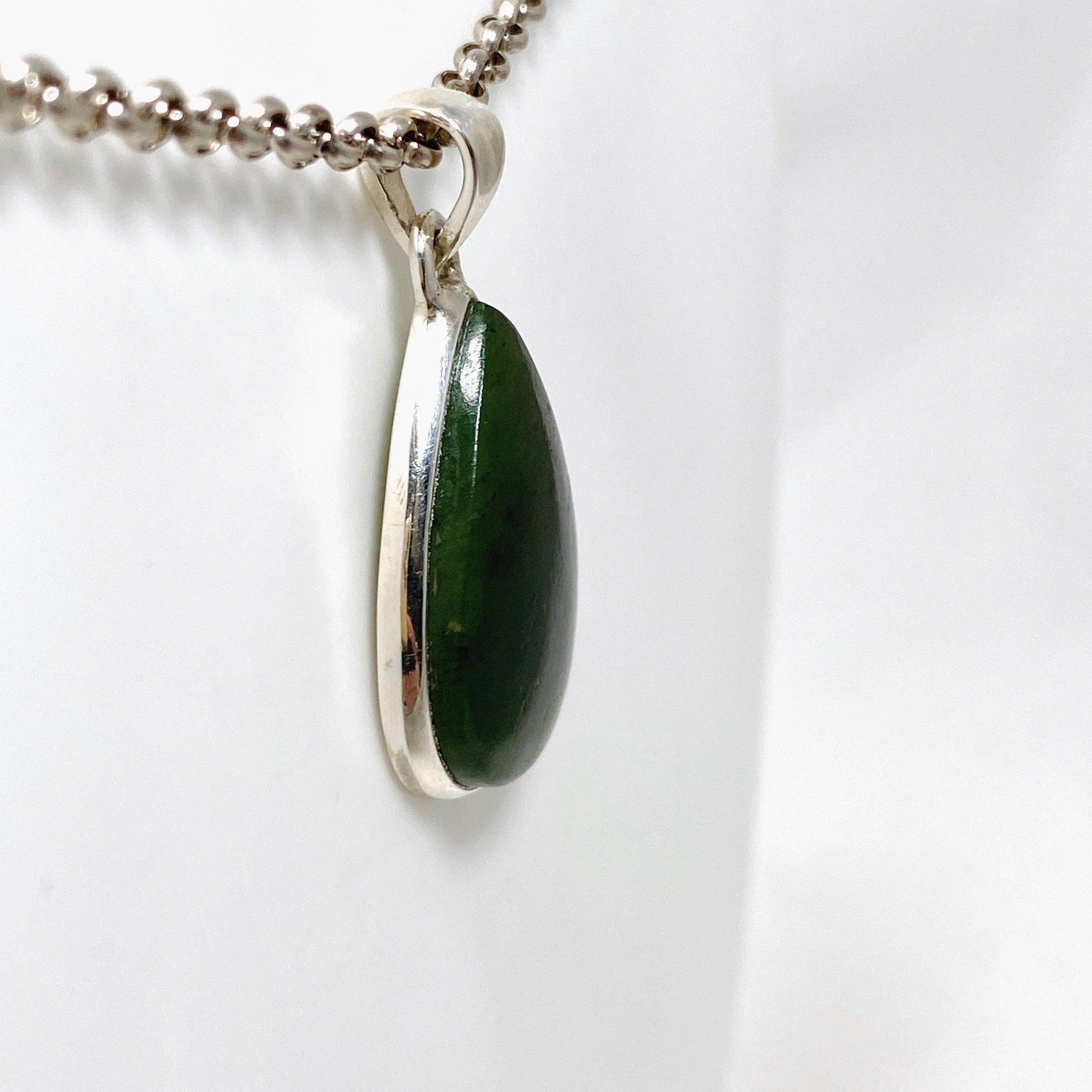 Natural Siberian Jade Nephrite Teardrop Pendant Necklace PPGJ673 - Elegant Jewelry Gift for Women, Perfect for Weddings & Special Occasions