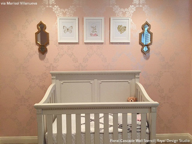 Floral Damask Wall Stencil for DIY Home Decor - Reusable Painting Template for Living Room, Bedroom, and Nursery Decoration