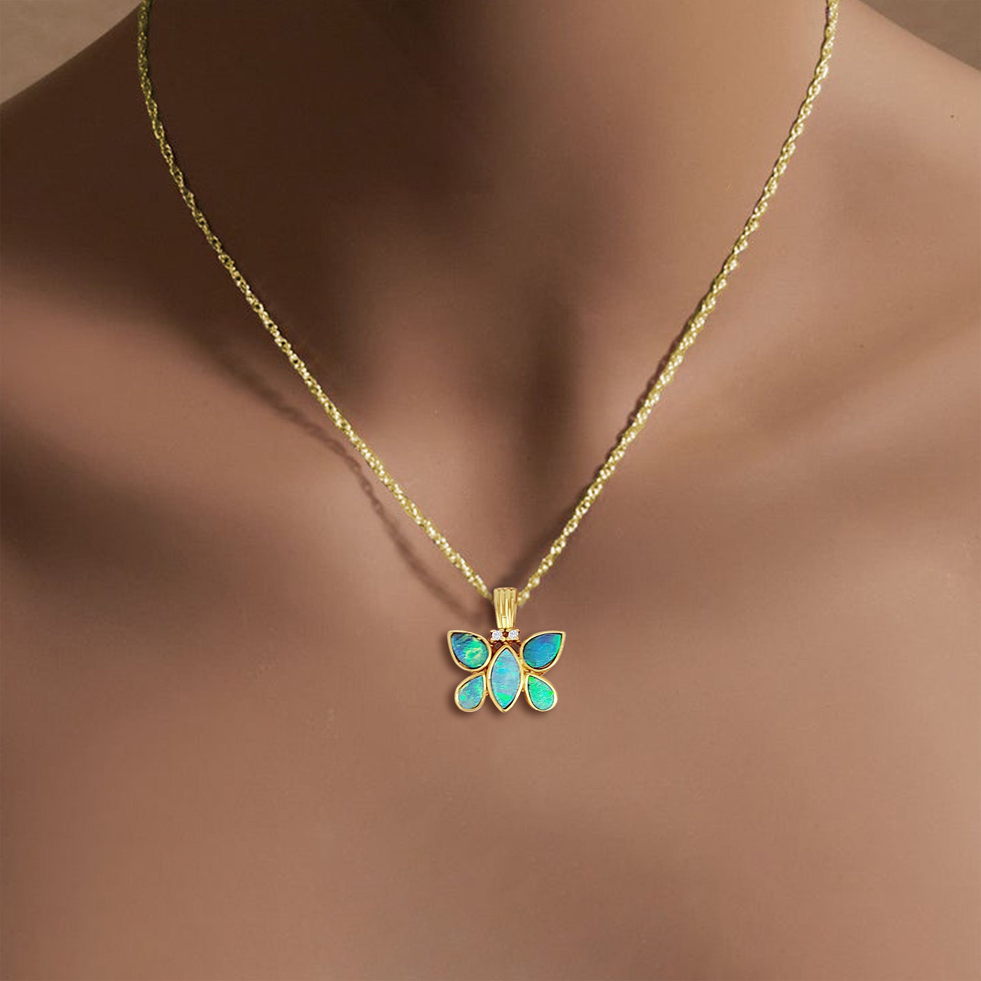 Australian Opal Butterfly Necklace - Elegant Handmade Jewelry for Women, Perfect Gift for Birthday, Anniversary & Valentine's Day | Wedding, Party & Everyday Wear