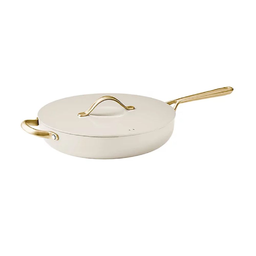 5.5 Quart Modern Ceramic Jumbo Cooker - Large Capacity Non-Stick Pot for Slow Cooking, Stewing & Baking - Perfect for Family Meals, Soups & Casseroles (Cream Color)