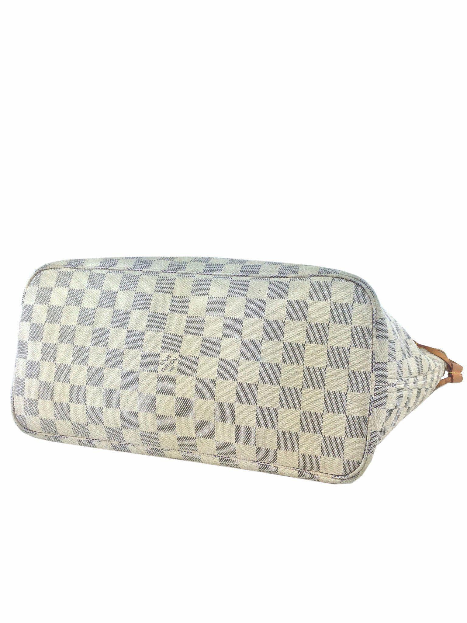 Authentic Louis Vuitton Damier Azur Neverfull MM Tote Bag - Lightweight Canvas Shoulder Bag for Women, Perfect for Work, Travel & Everyday Use