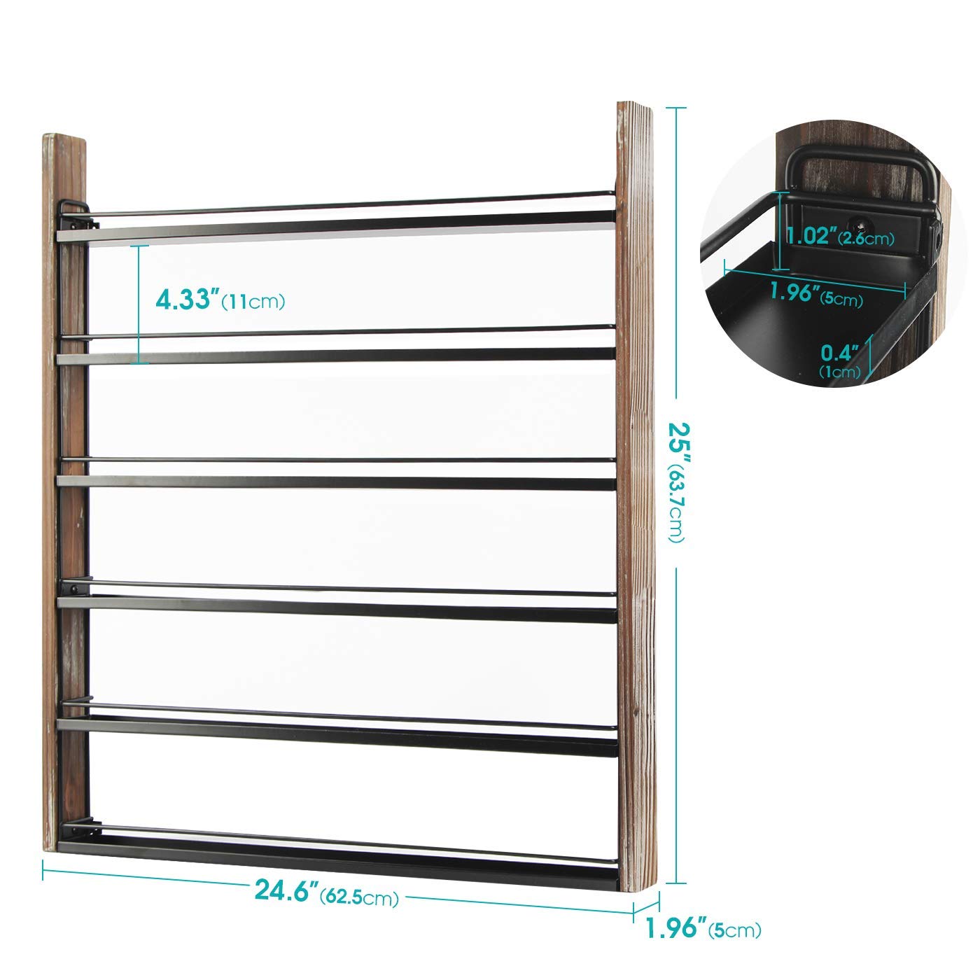 Rustic Wood Nail Polish Organizer - 6 Tier Wall Mount Display Rack Holds 100 Bottles, Perfect for Nail Salon, Bedroom & Dressing Room Storage | Makeup Bottle Holder & Cosmetic Organizer | MK528A by J JACKCUBE DESIGN