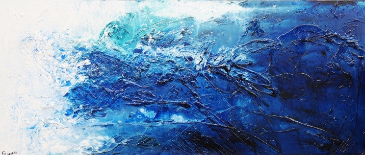 Abstract Blue White Wall Art - Modern Canvas Painting for Home & Office Decor - Perfect for Living Room, Bedroom, or Workspace