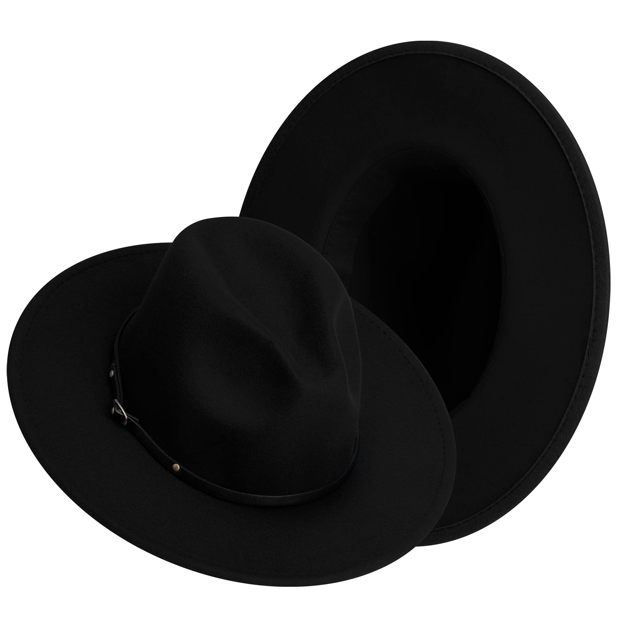 SAJUZEN Wide Brim Fedora Hat for Women & Men - Stylish Felt Hat with Adjustable Belt Buckle - Perfect for Outdoor, Party, and Casual Wear