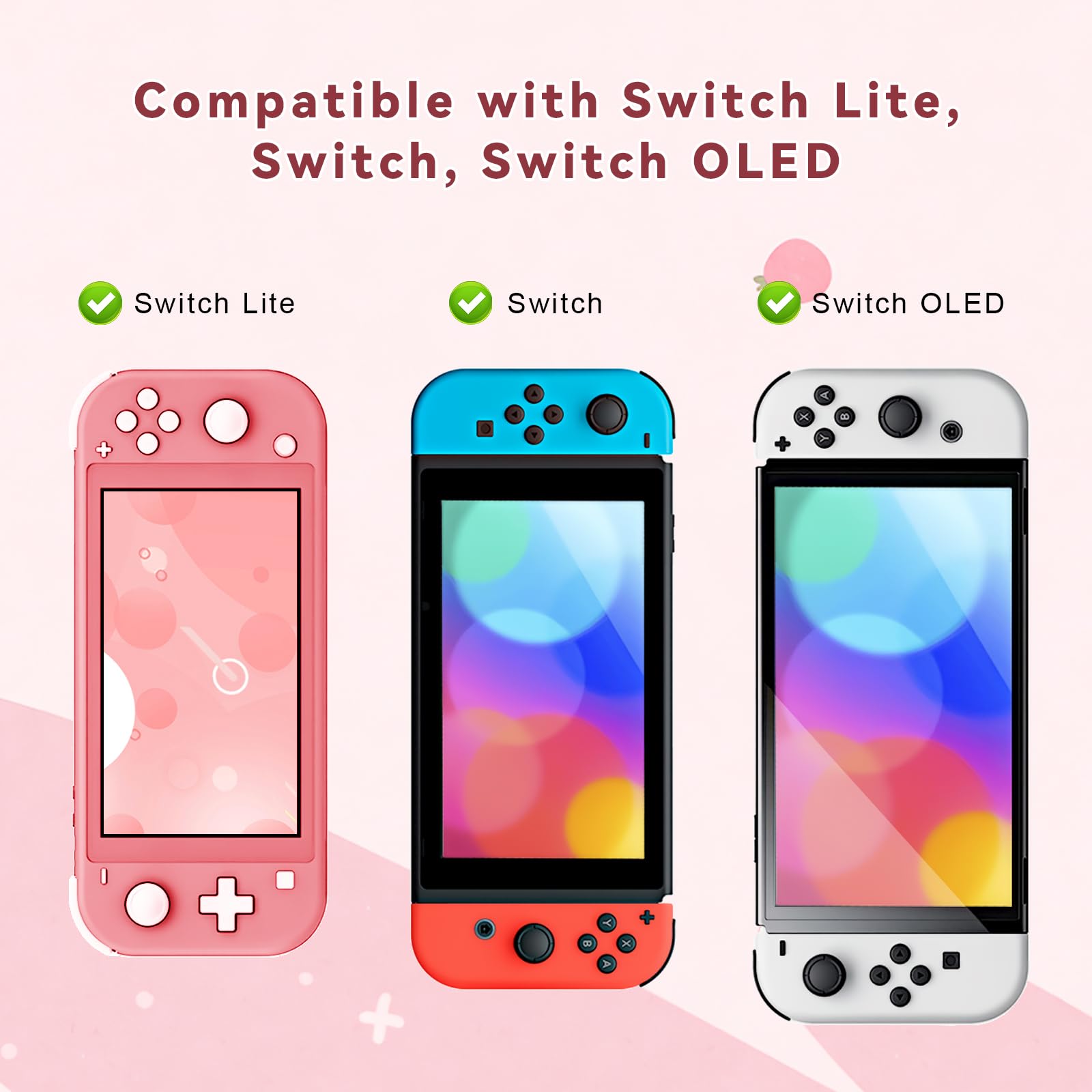 FIWWAT Switch Lite Case - 19-in-1 Protective Bundle for Nintendo Switch Lite with Thumb Grips, Clear Case, Screen Protector, Stand, Stylus & Cute Pendant | Perfect for Travel, Gaming On-The-Go & Girls Who Love Pink Accessories