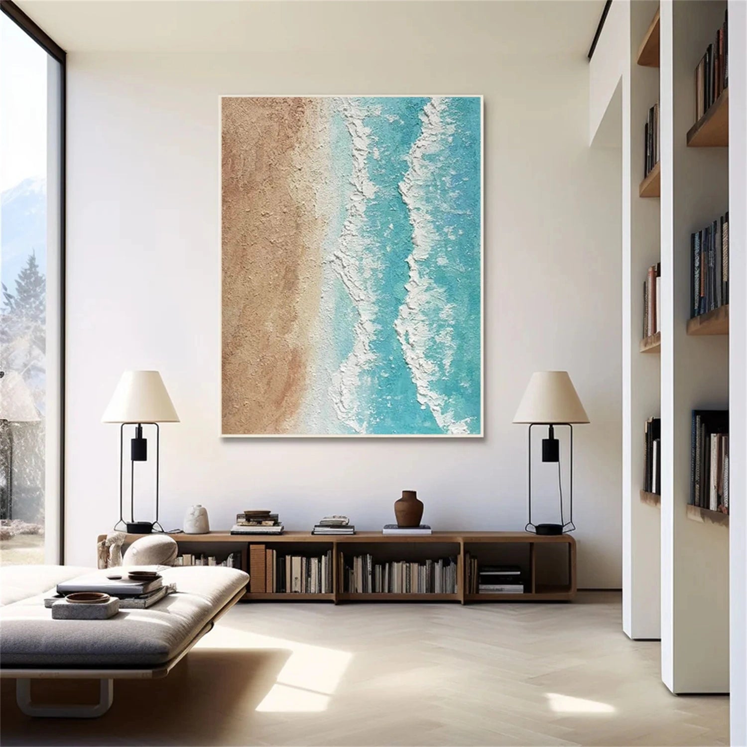 Ocean and Sky Painting #OS 228 - Handmade Canvas Wall Art for Home & Office Decor - Perfect for Living Room, Bedroom, or Office Wall Decor
