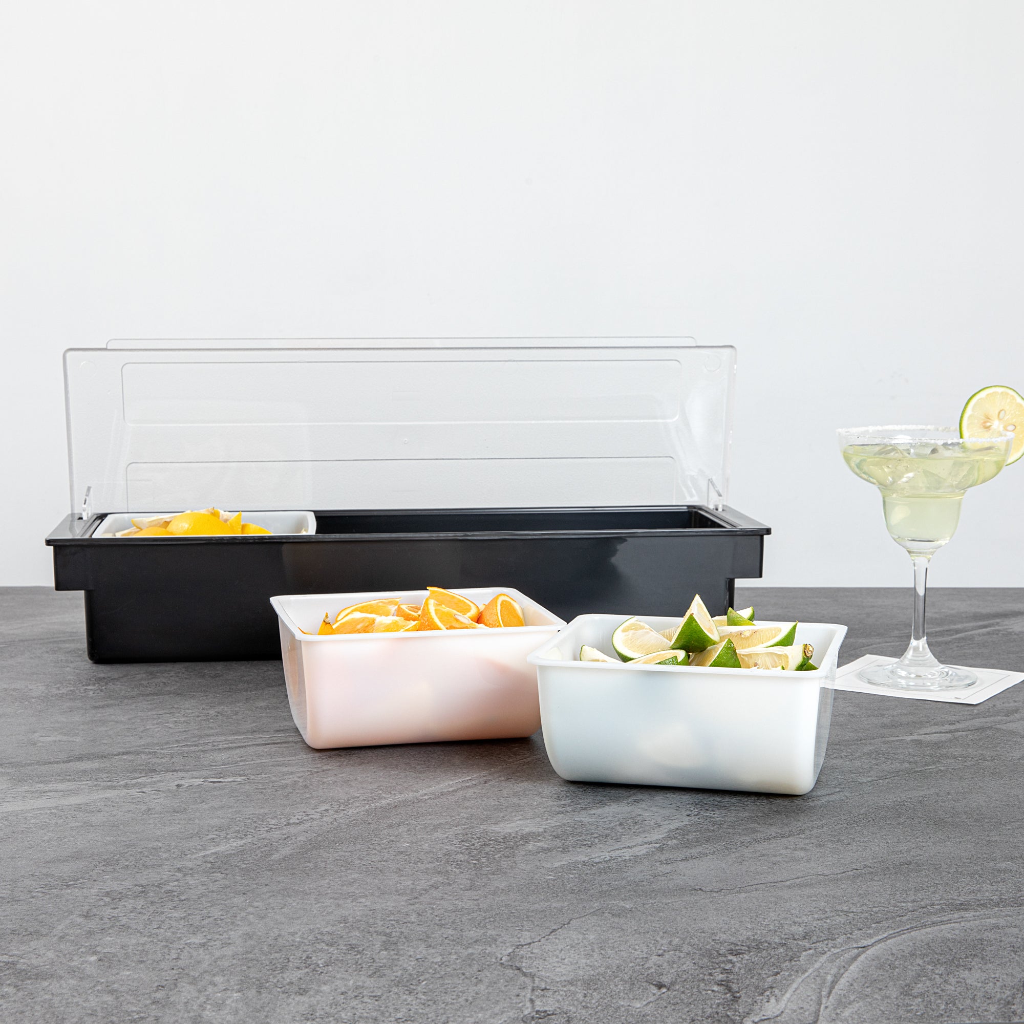 Bar Lux 1 Qt White Plastic Insert for 3-Compartment Condiment Caddy - Perfect for Restaurants, Cafes & Home Kitchen Organization (1 Count)