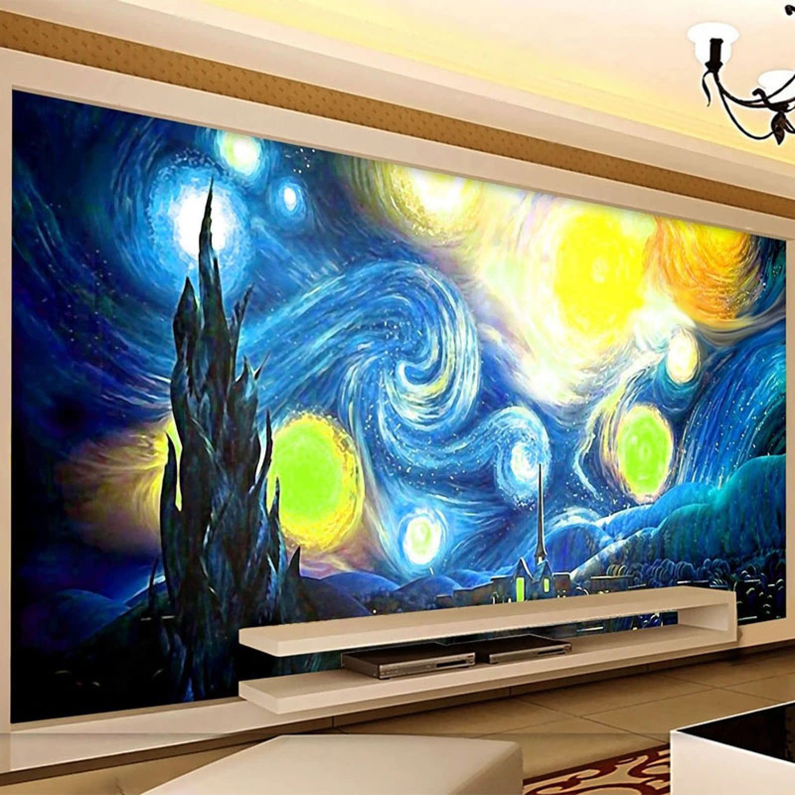 3D Abstract Starry Sky Wall Mural - Peel and Stick Wallpaper for Living Room, Bedroom, Dining Room - 157