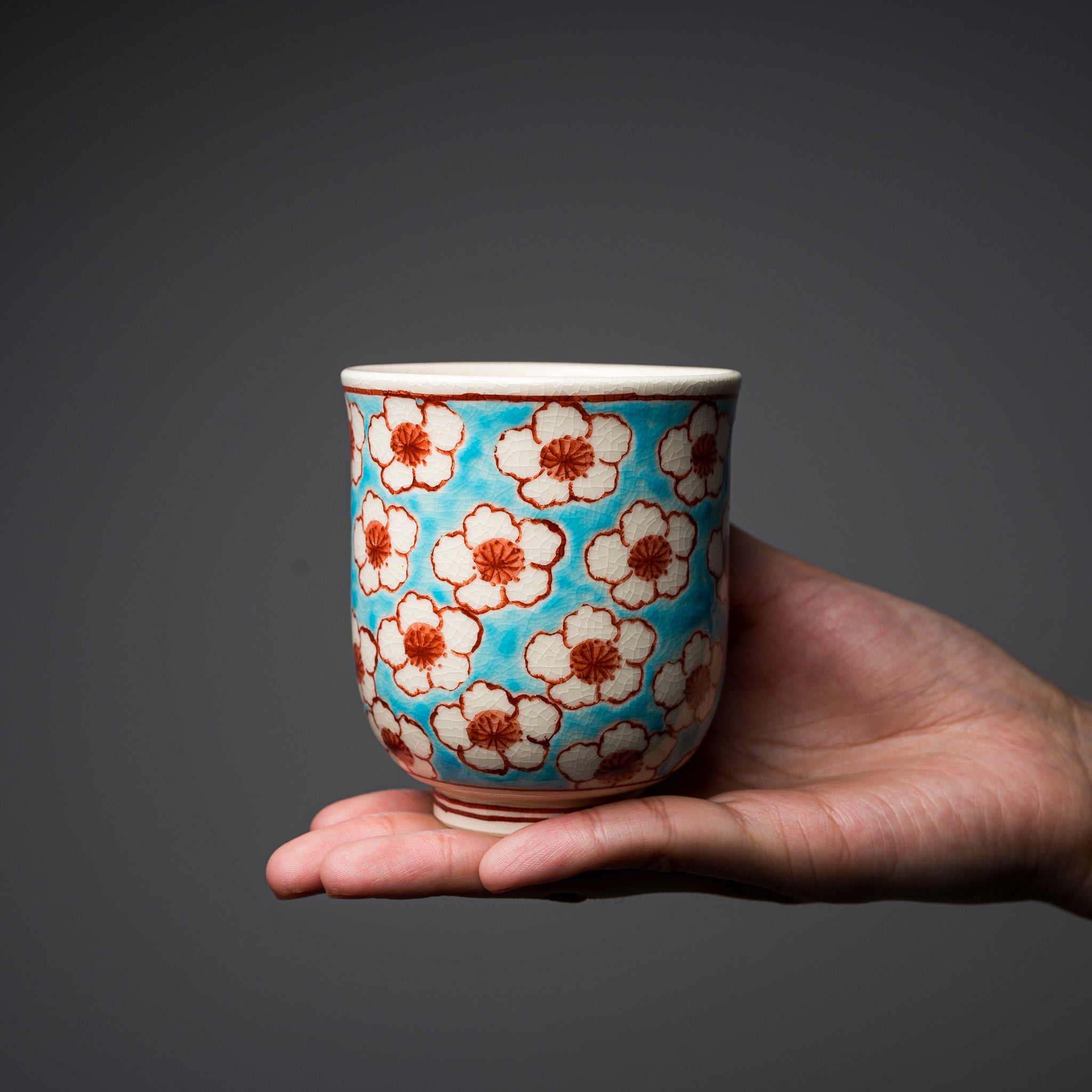 Handmade Kyo Kiyomizu Ware Ceramic Tea Cup Pair - Traditional Japanese Hanamon Design for Matcha, Sencha & Green Tea - Perfect for Tea Ceremonies, Home Decor & Gift Giving