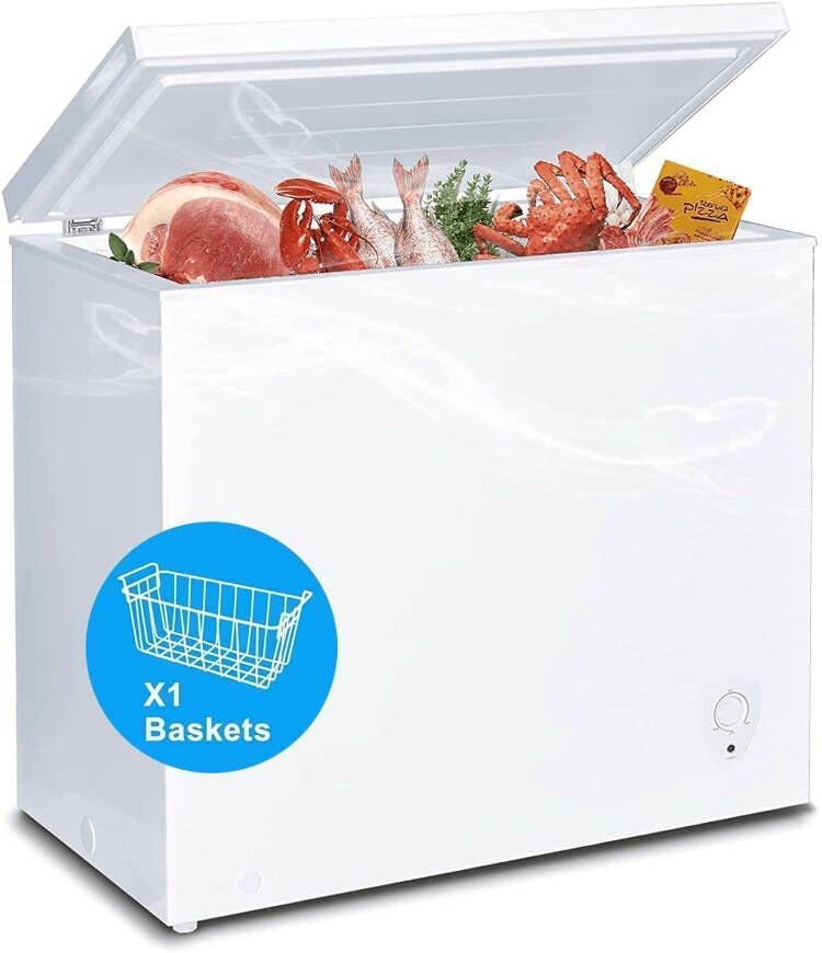7 Cubic Feet Deep Freezer - Energy Efficient Chest Freezer for Home, Kitchen & Garage | 7.0 cu ft White Freezer with Removable Basket & Thermostat Control | Perfect for Frozen Food Storage, Meal Prep & Bulk Buying