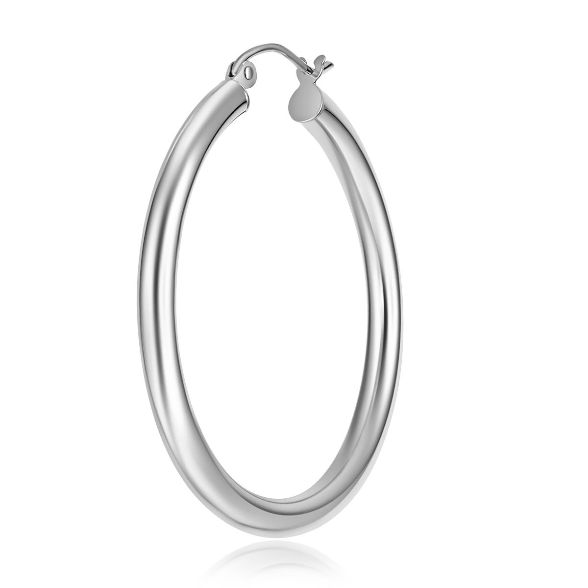 14K Real White Gold 3mm Hoop Earrings - 7 Sizes for Women | Everyday Wear, Gift, Wedding & Special Occasions Jewelry
