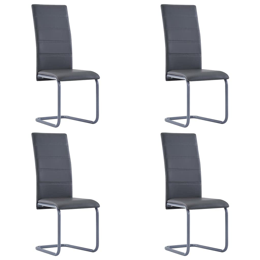 4 Pcs Urban Style Suede Leather Upholstered Dining Chairs - Modern Parson Chairs for Kitchen, Dining Room, Bedroom & Living Room - Gray Faux Leather Side Chairs | Perfect for Small Spaces, Apartments & Home Decor