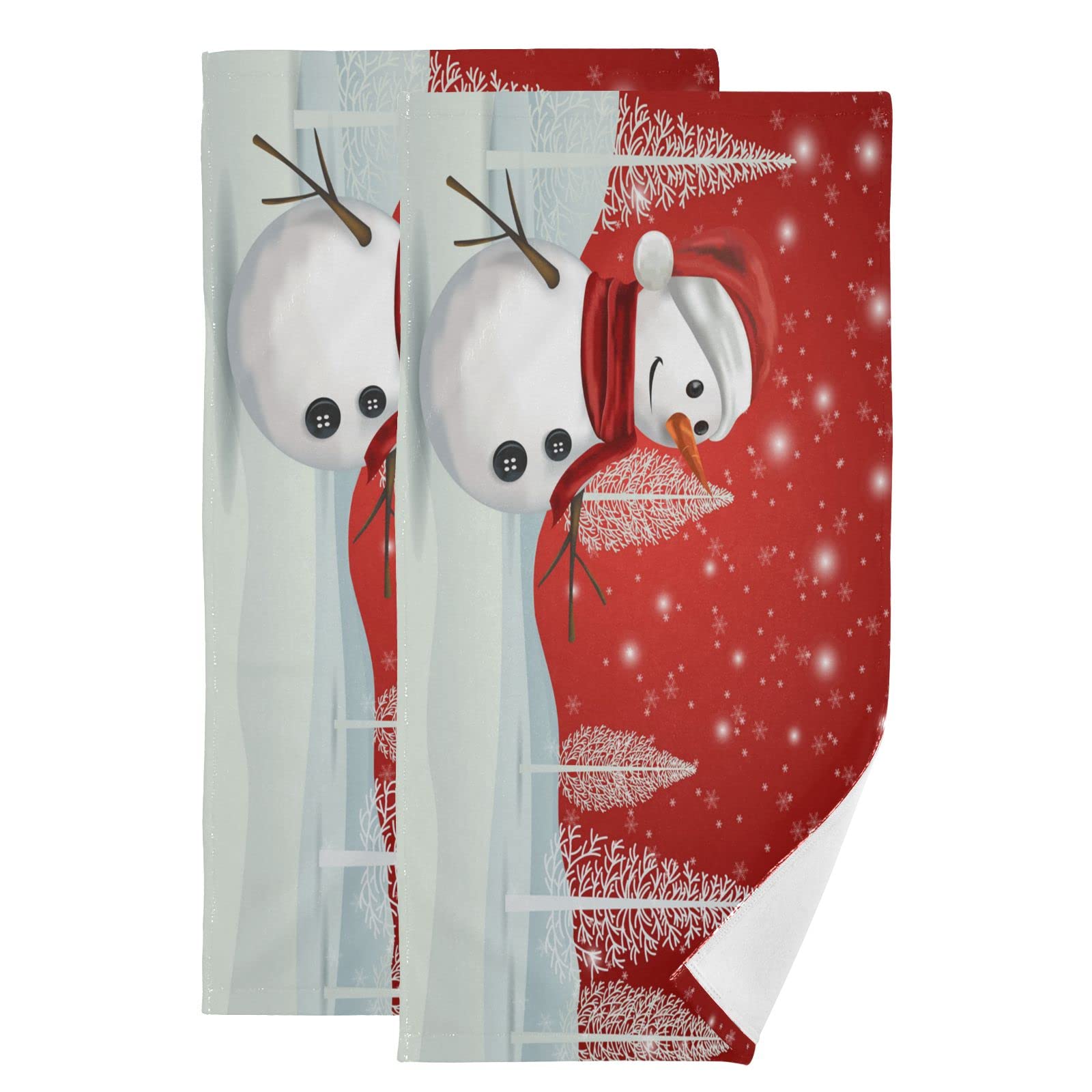 Xigua Christmas Snowman Washcloth Towel Set - 2 Pack Absorbent Cotton Bath & Kitchen Towels | Quick Dry, Soft Hand Towels for Sports, Beach, Bathroom, Pool & Yoga | Perfect for Holiday Gifts, Home Decor & Spa Days