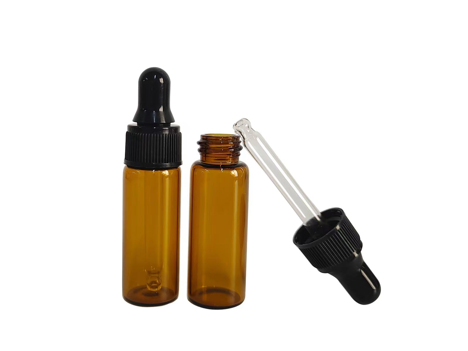 50 Pcs 5ml Amber Glass Dropper Bottles - Essential Oil Containers, Travel-Sized Perfume & Cosmetic Liquid Bottles - Perfect for DIY Aromatherapy, Sample Storage & On-The-Go Use