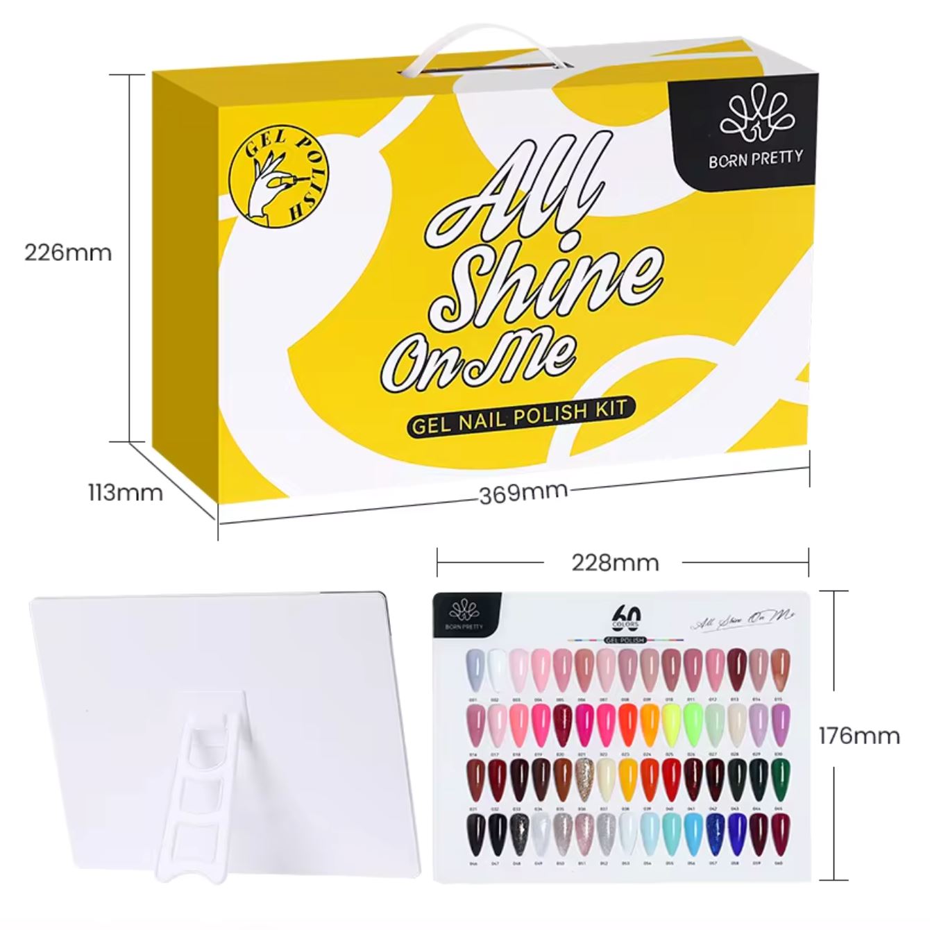 Born Pretty Gel Polish Kit - 60 Colors All Shine On Me Kit 2 for Nail Art & DIY Manicures at Home | Long Lasting & Shiny Nail Polish Set for Professional & Beginners