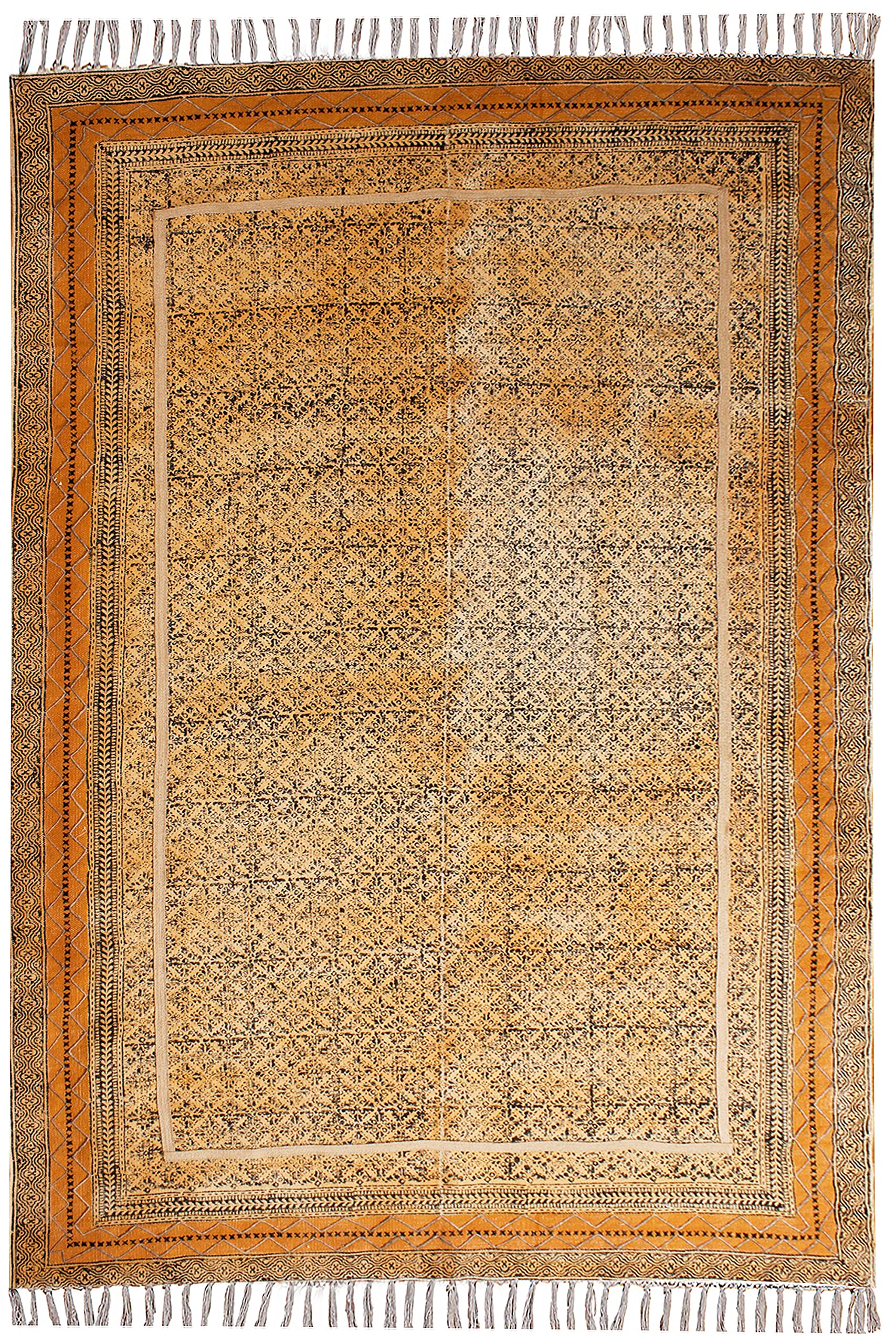 12x18 Ft Bronze & Yellow Cotton Dhurrie Oriental Kilim Rug - Rectangular Flatweave Carpet for High Traffic Areas | Indoor & Outdoor Use | Perfect for Bedroom, Dining Room, Living Room Decor | Durable & Stylish Home Accent