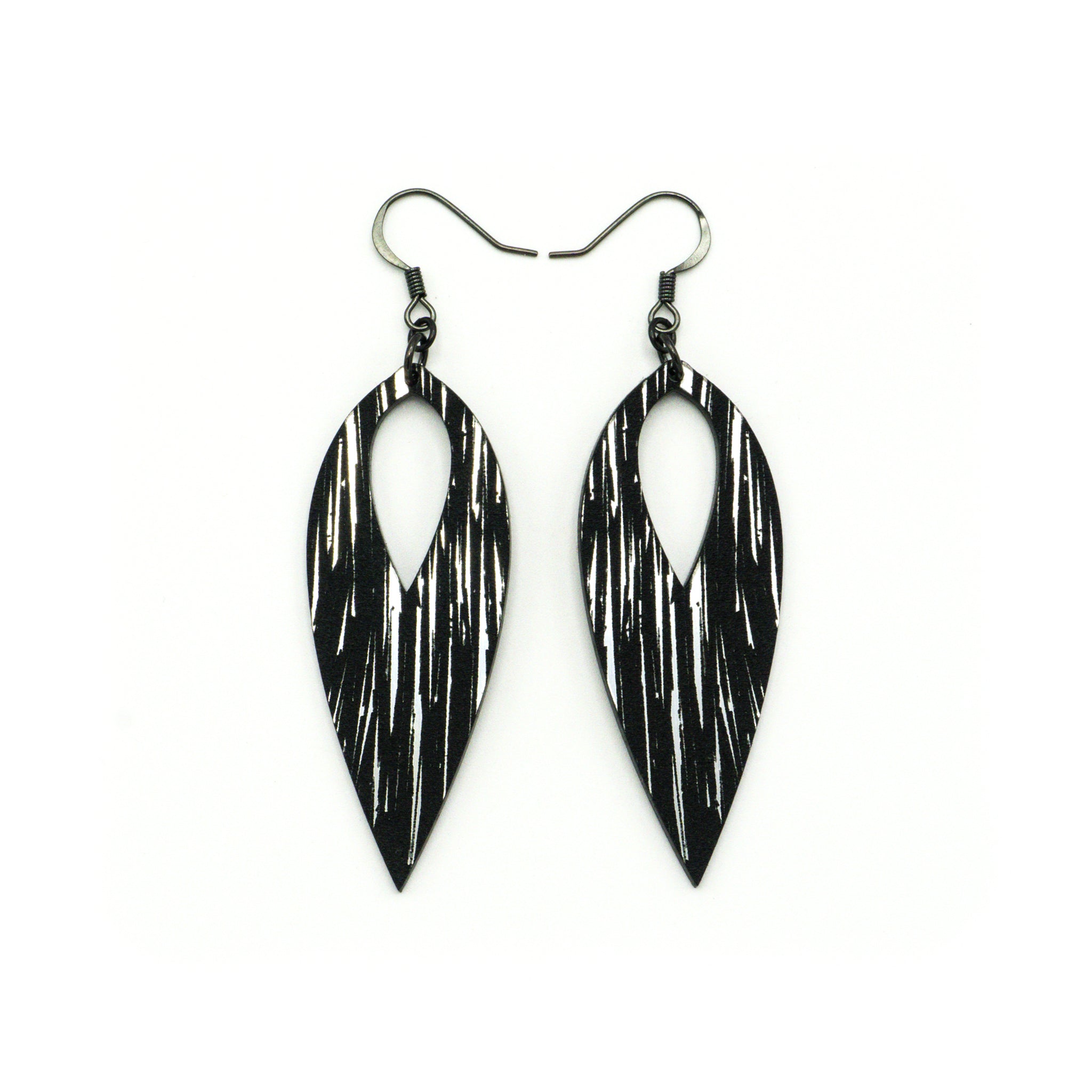 Nativas 23R Acrylic Earrings - Brushed Silver & Black Dangle Earrings for Women | Stylish Fashion Accessories for Parties, Work & Everyday Wear