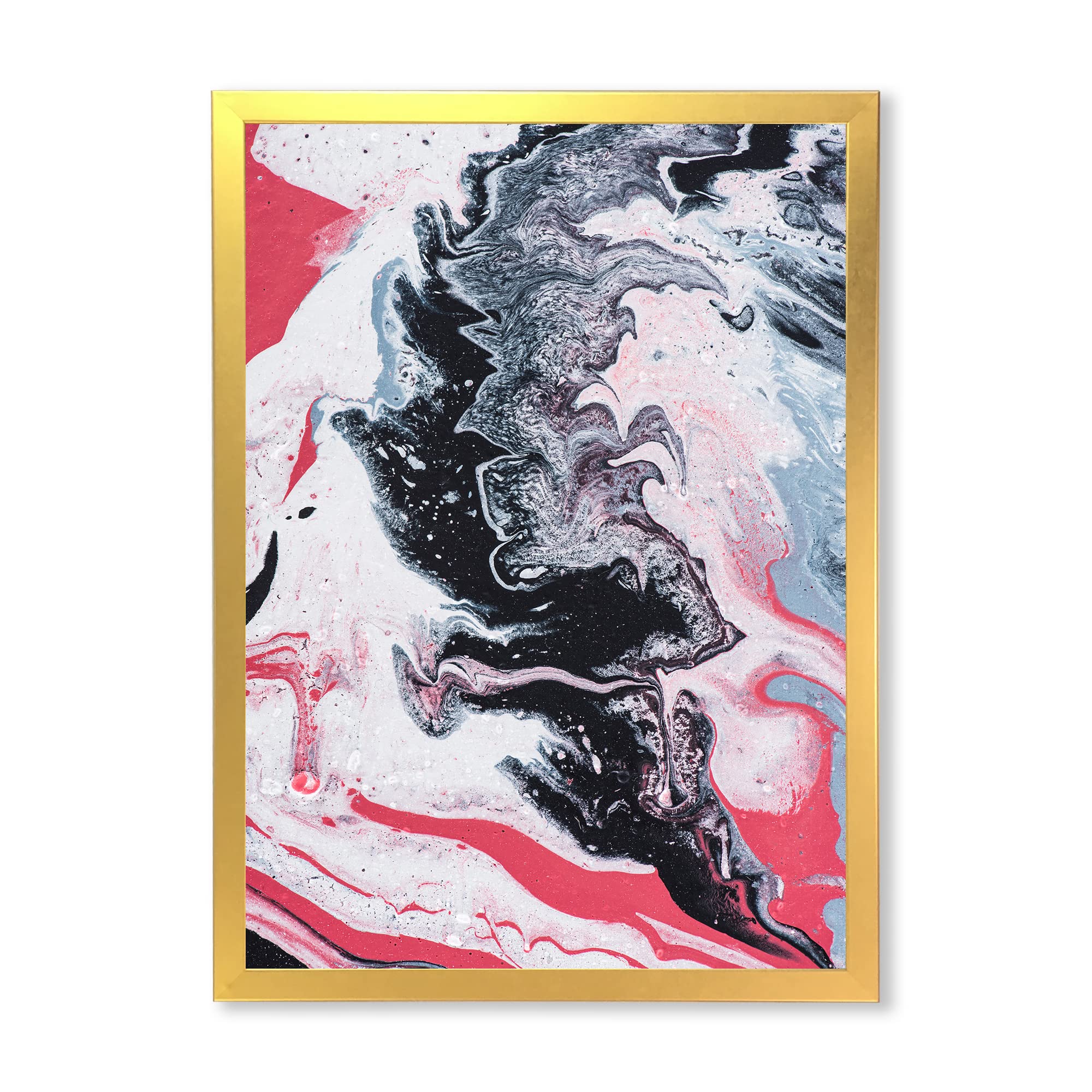 Abstract Marble Wall Art in Pink & Gray - Modern Framed Canvas Painting for Living Room, Bedroom & Office Decor | DesignQ