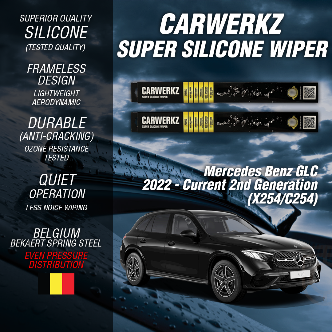 Premium Silicone Windshield Wipers for 2022+ Mercedes-Benz GLC Class (X254/C254) - Quiet, Streak-Free Cleaning - Perfect for Rain, Snow & All Weather Conditions