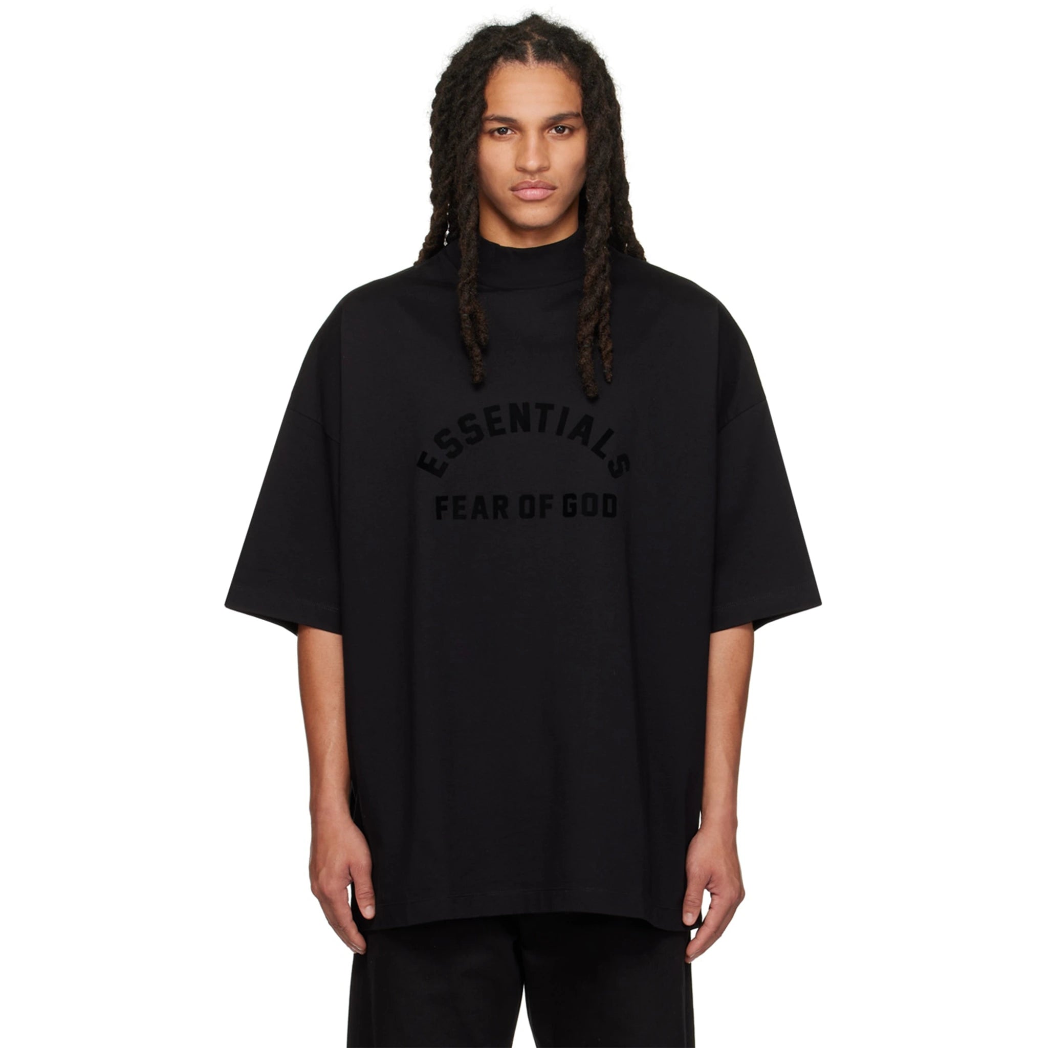 Fear of God Essentials Arch Logo Jet Black T-Shirt (SS23) - Men's Streetwear Fashion for Casual Wear & Urban Style