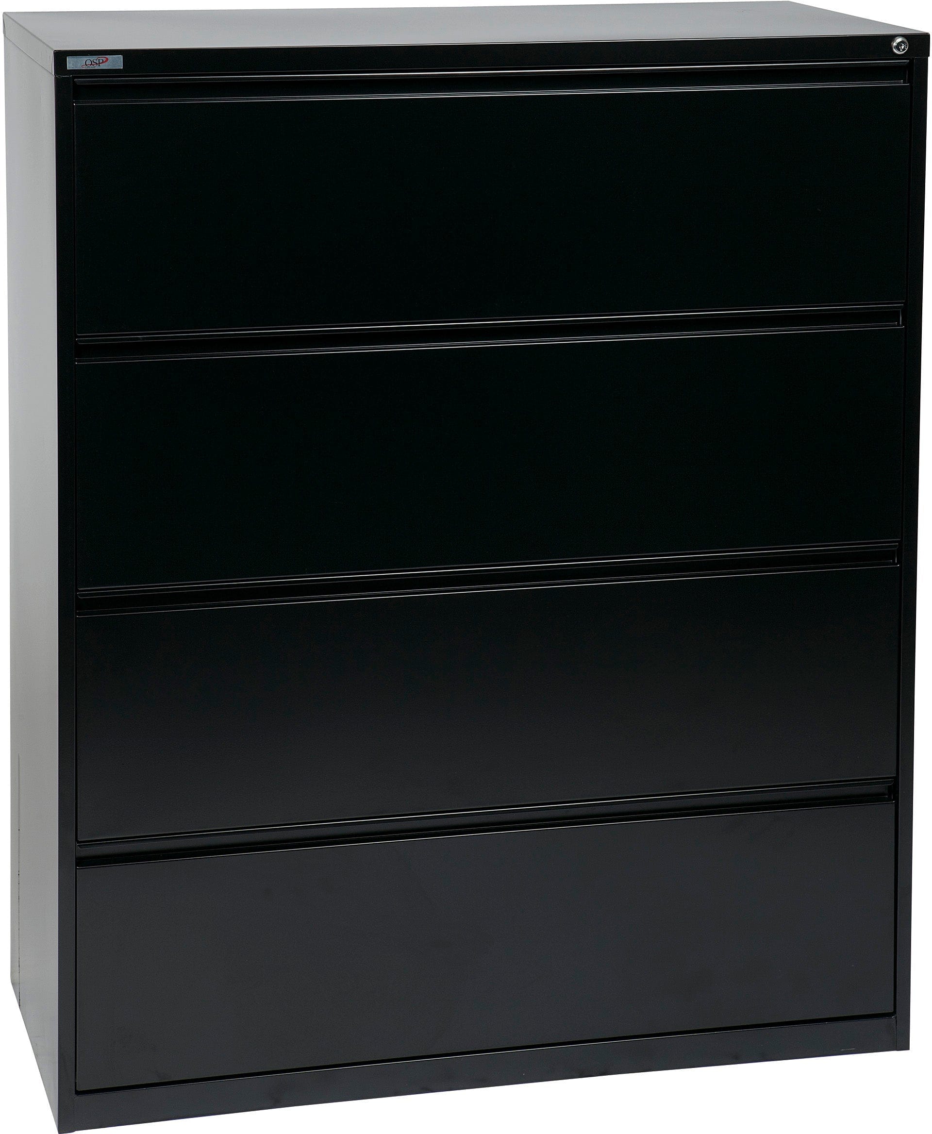 Office Star 4-Drawer Lateral File Cabinet with Removable Core Lock & Adjustable Glides - Secure Document Storage for Home Office or Business Use [LF4]