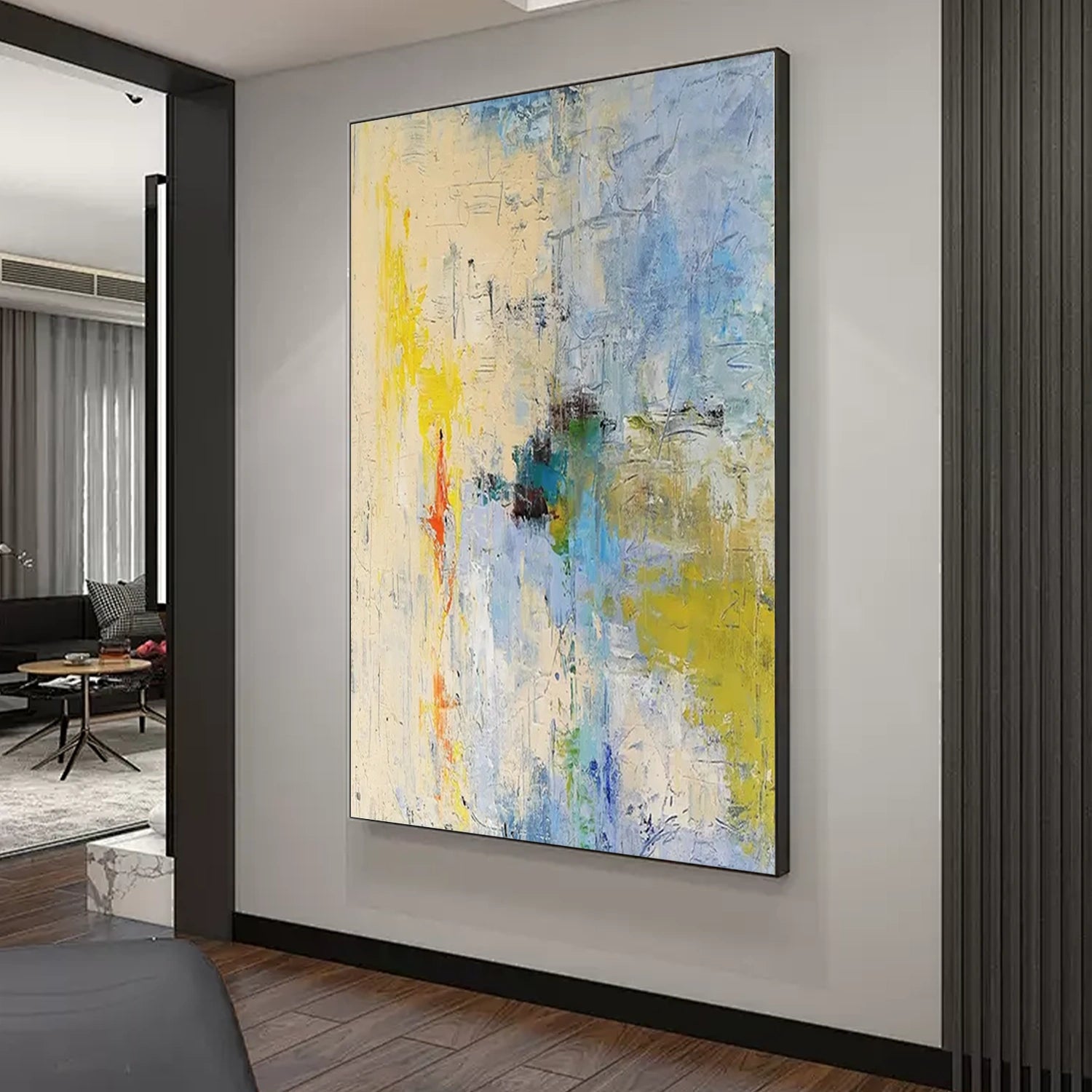 Blue & Green Abstract Wall Art Canvas Print #BG126 - Modern Home Decor for Living Room, Bedroom & Office