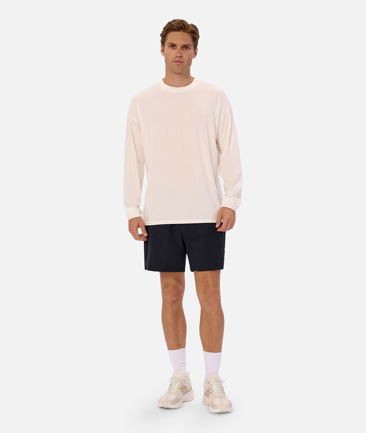 Freeman Long Sleeve T-Shirt for Men - Soft Cotton Crewneck Tee in Chalk Color | Casual Wear, Layering & Everyday Comfort
