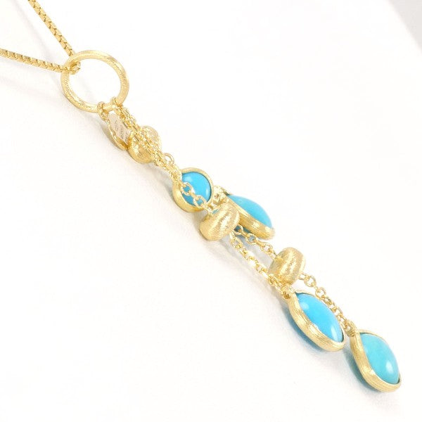 18K Yellow Gold Turquoise Necklace for Women - Handmade Dainty Pendant Jewelry Gift for Birthday, Anniversary & Special Occasions