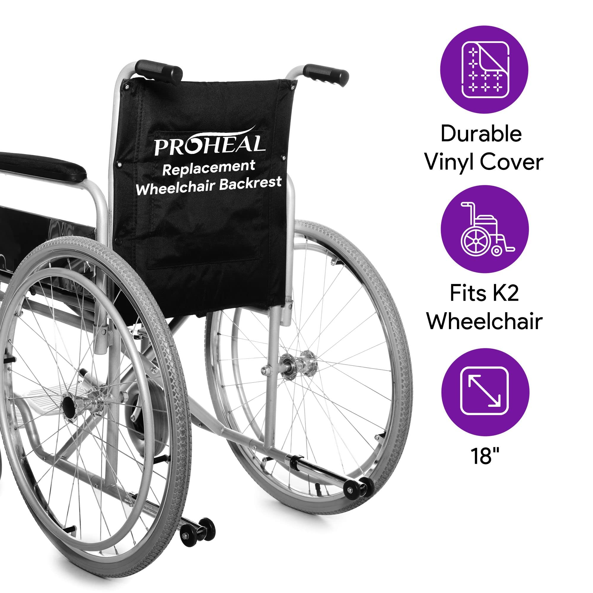 ProHeal Vinyl Wheelchair Backrest Replacement - 18
