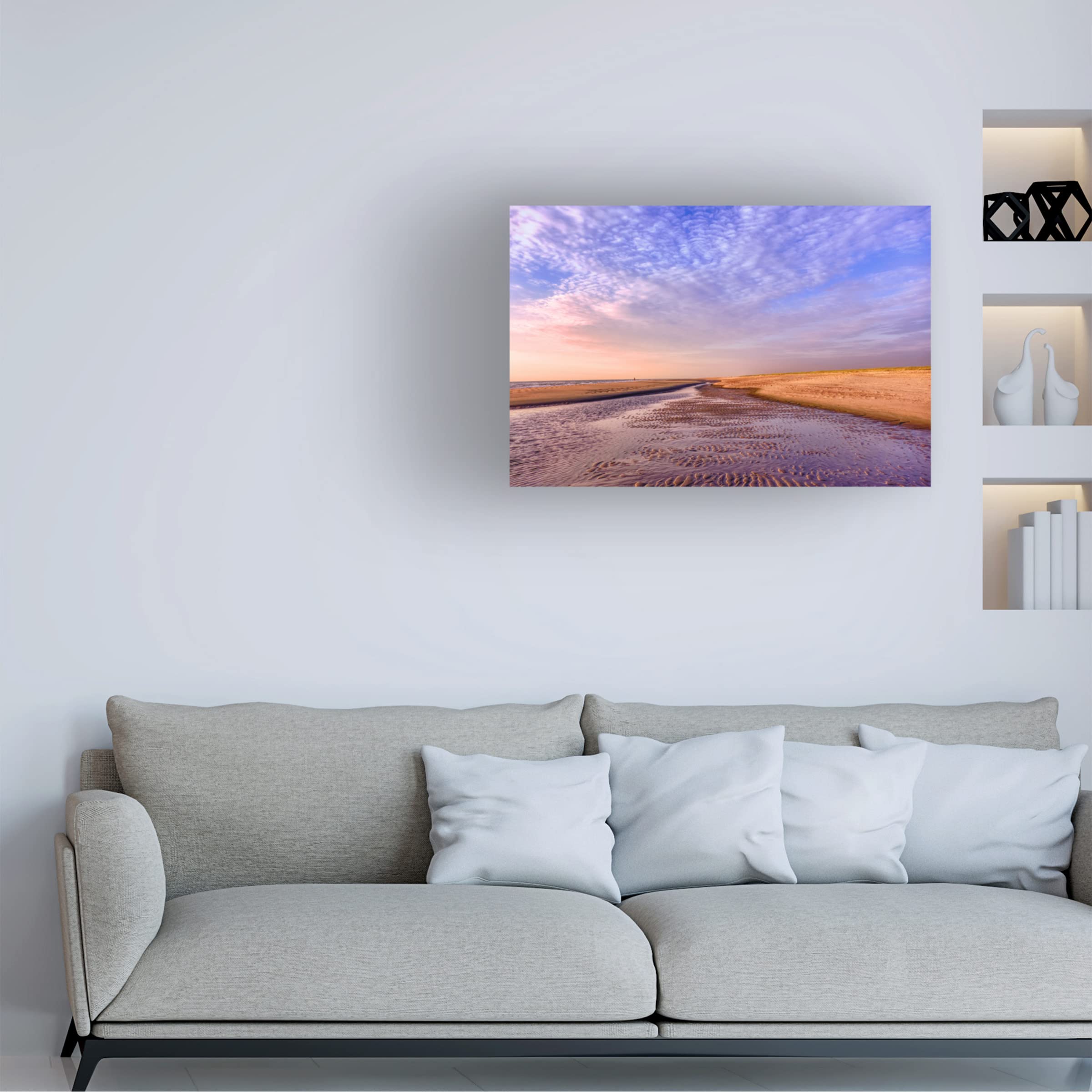 Early Morning Beach Canvas Art by Cora Niele - Coastal Wall Decor for Living Room, Bedroom & Office - Premium Trademark Fine Art Print