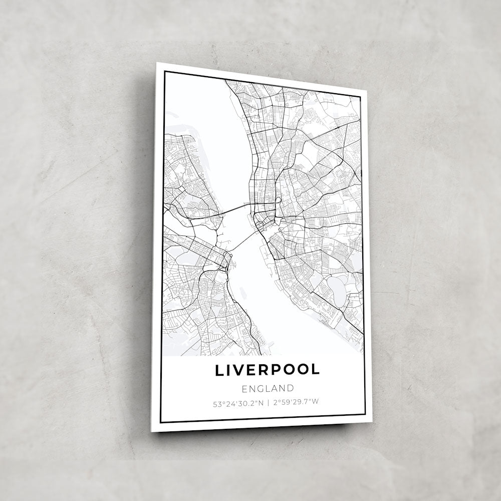 Liverpool City Map Glass Wall Art - Vintage Decor for Home, Office & Gifts - Perfect for Football Fans & Travel Lovers