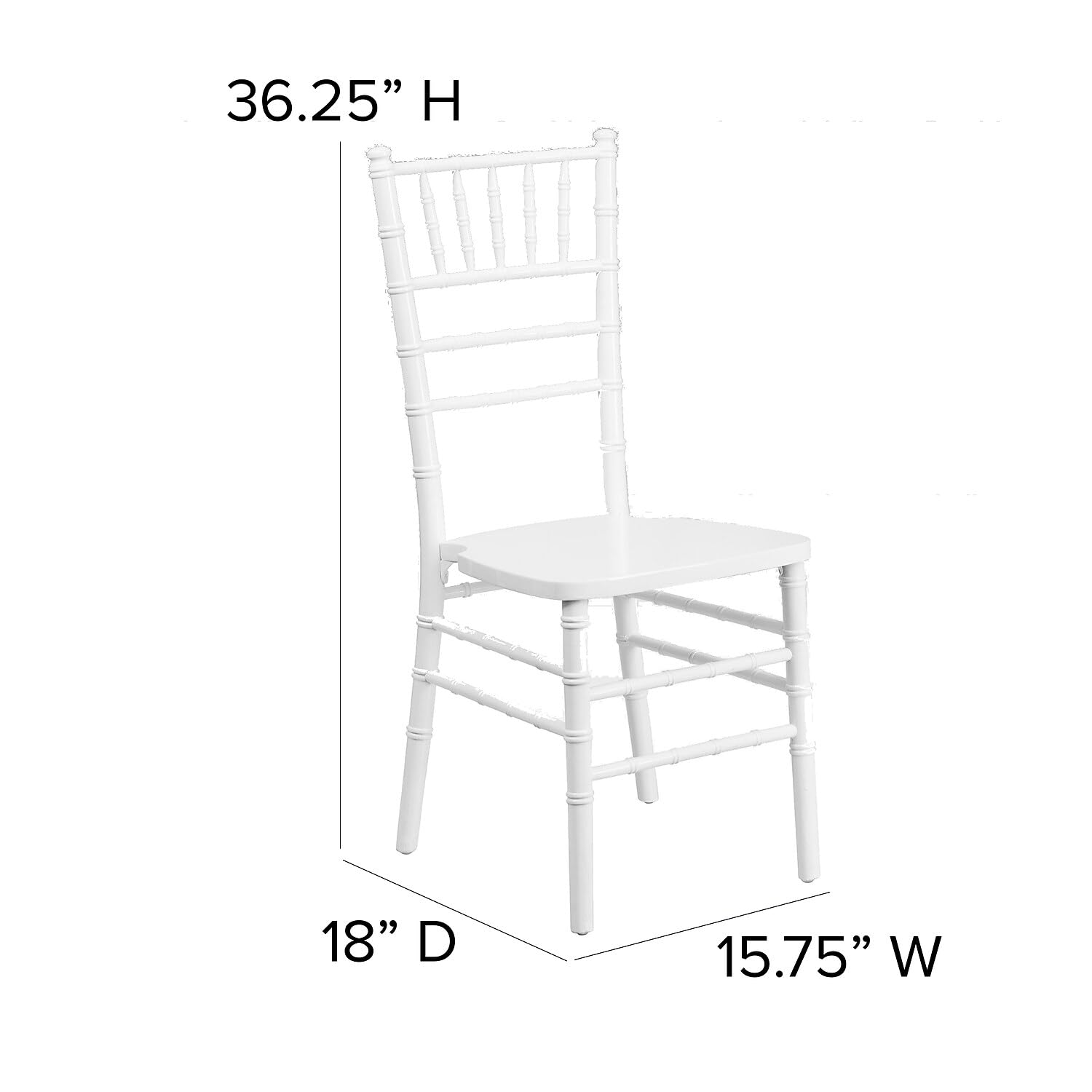 Flash Furniture 2-Pack HERCULES Series White Wood Chiavari Chairs - Elegant Wedding, Banquet & Event Seating for Indoor/Outdoor Use