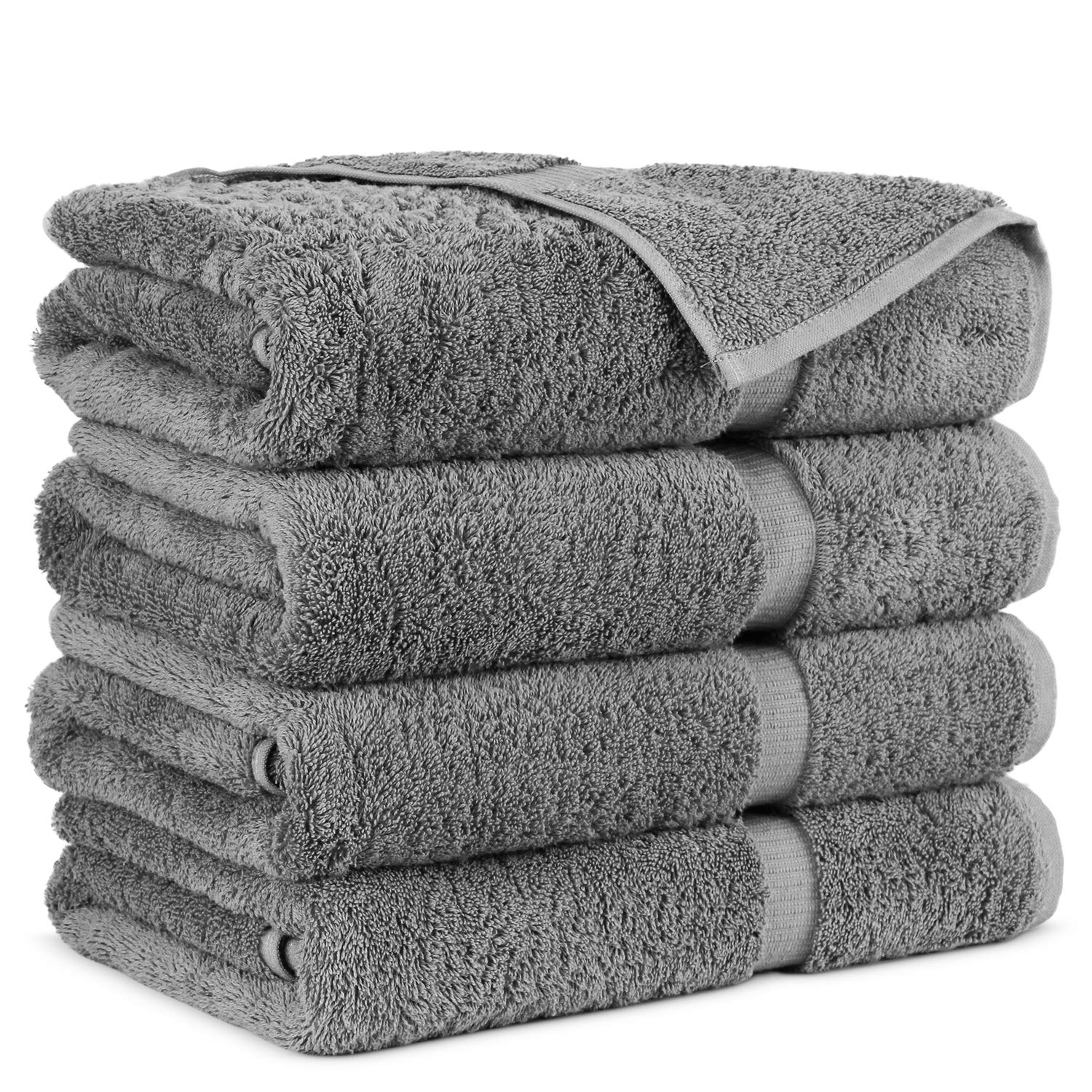 Premium Turkish Cotton Bath Towels - Super Soft & Highly Absorbent (4-Piece Set, Gray) for Spa, Bathroom & Luxury Home Use