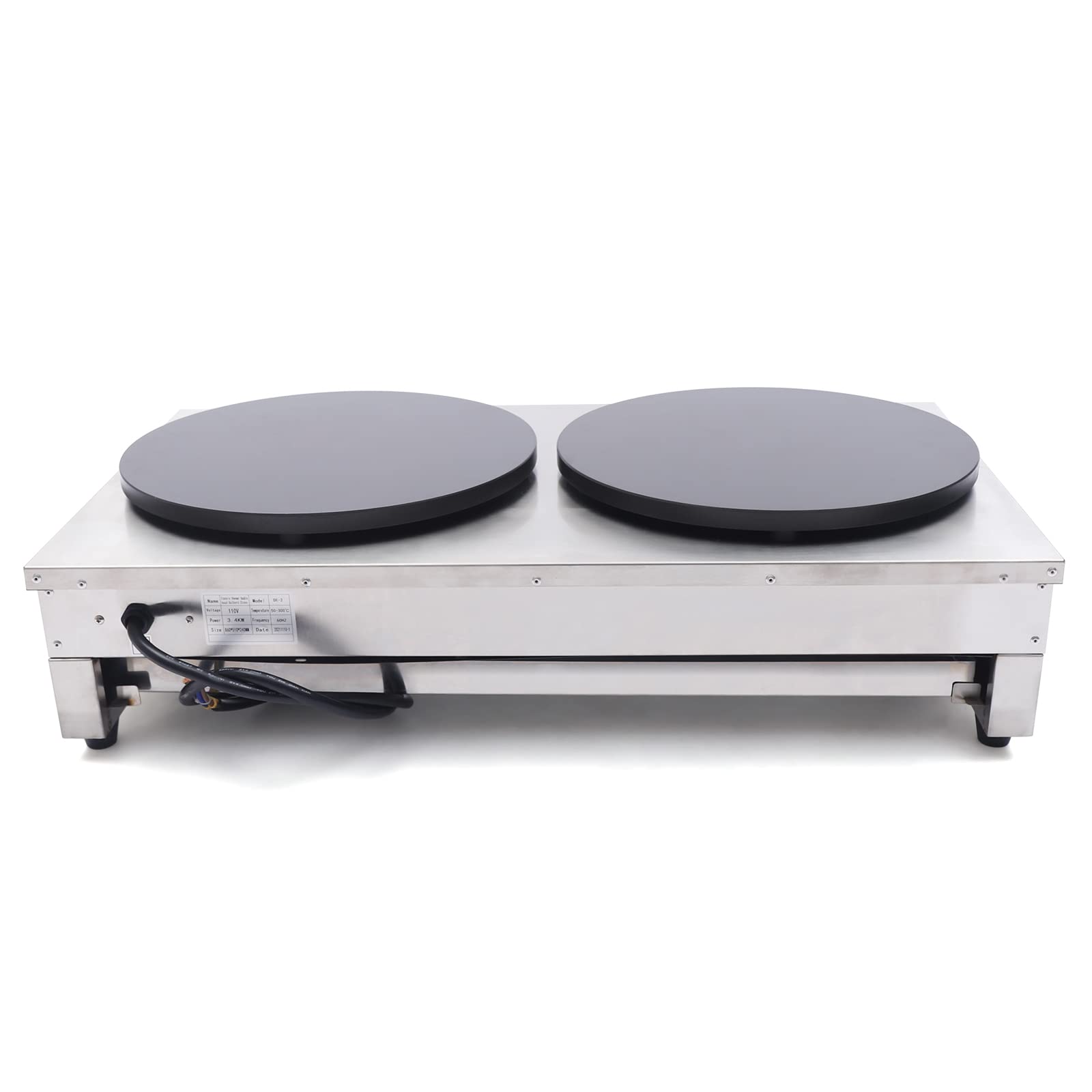 16 Inch Commercial Electric Crepe Maker - 2x1700W Double Head Crepe Griddle with 122°F-572°F Adjustable Temperature - Perfect for Blintzes, Pancakes & Crepes - Ideal for Restaurants, Cafes & Catering Events