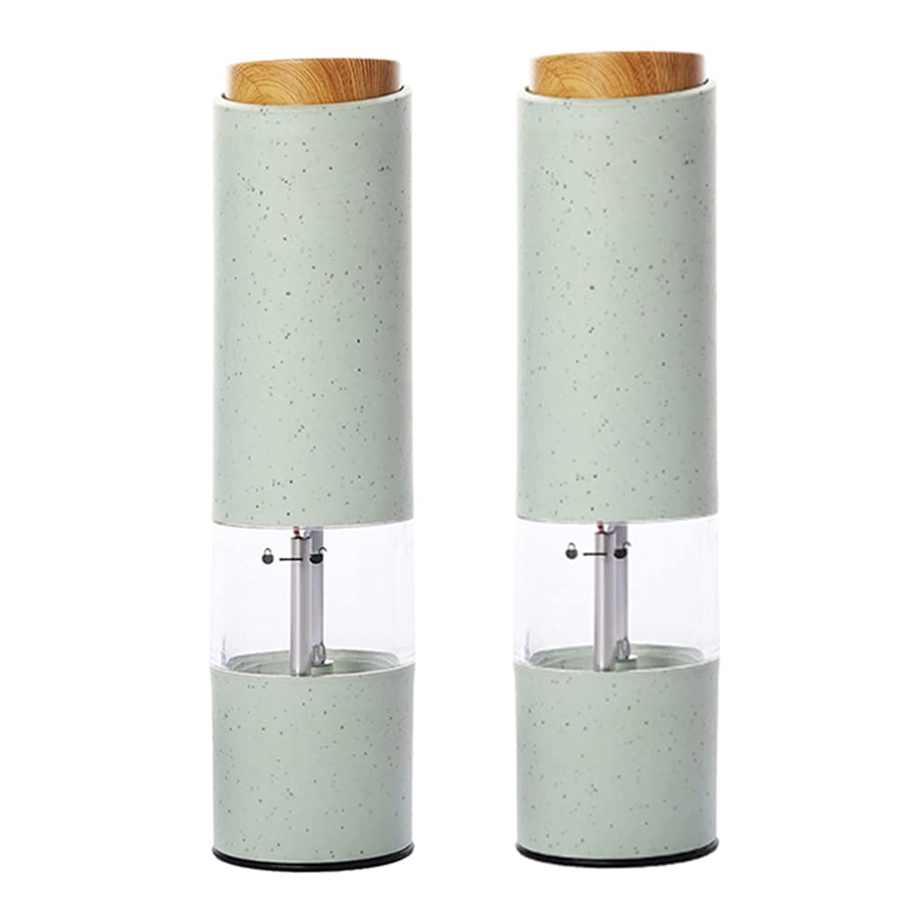 Hemoton 2-Pack Electric Salt and Pepper Grinder Set - Battery Operated Refillable Spice Mill for Seasonings, Coffee & Herbs - Perfect for Kitchen, Dining Table & Outdoor BBQ