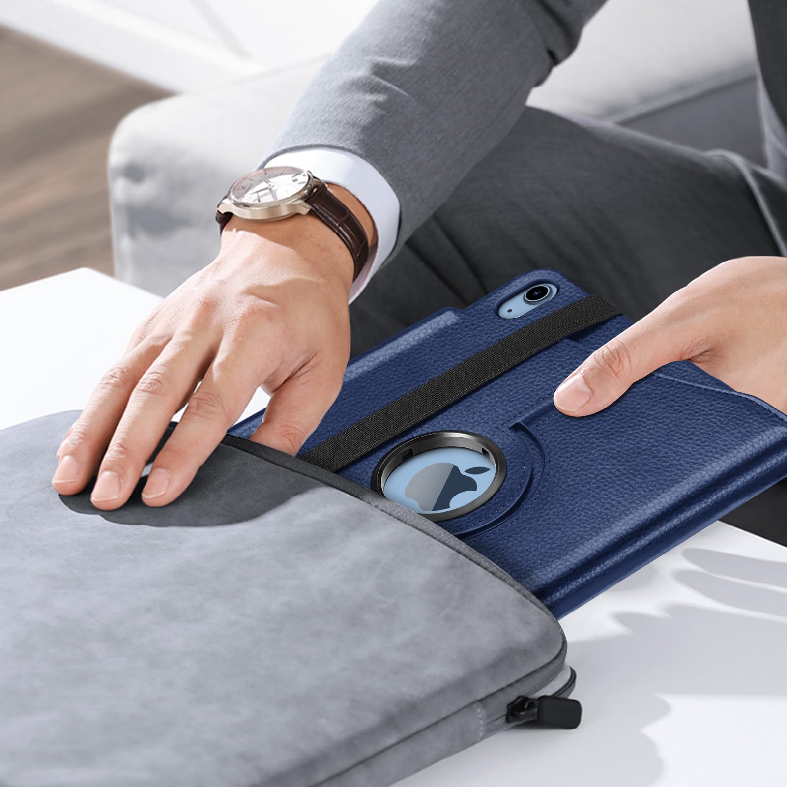 Fintie 360 Rotating Case for iPad 11th Gen (2025) & 10th Gen (2022) - Protective Stand Cover with Built-in Apple Pencil Holder | Navy Blue | Perfect for Work, Study & Entertainment