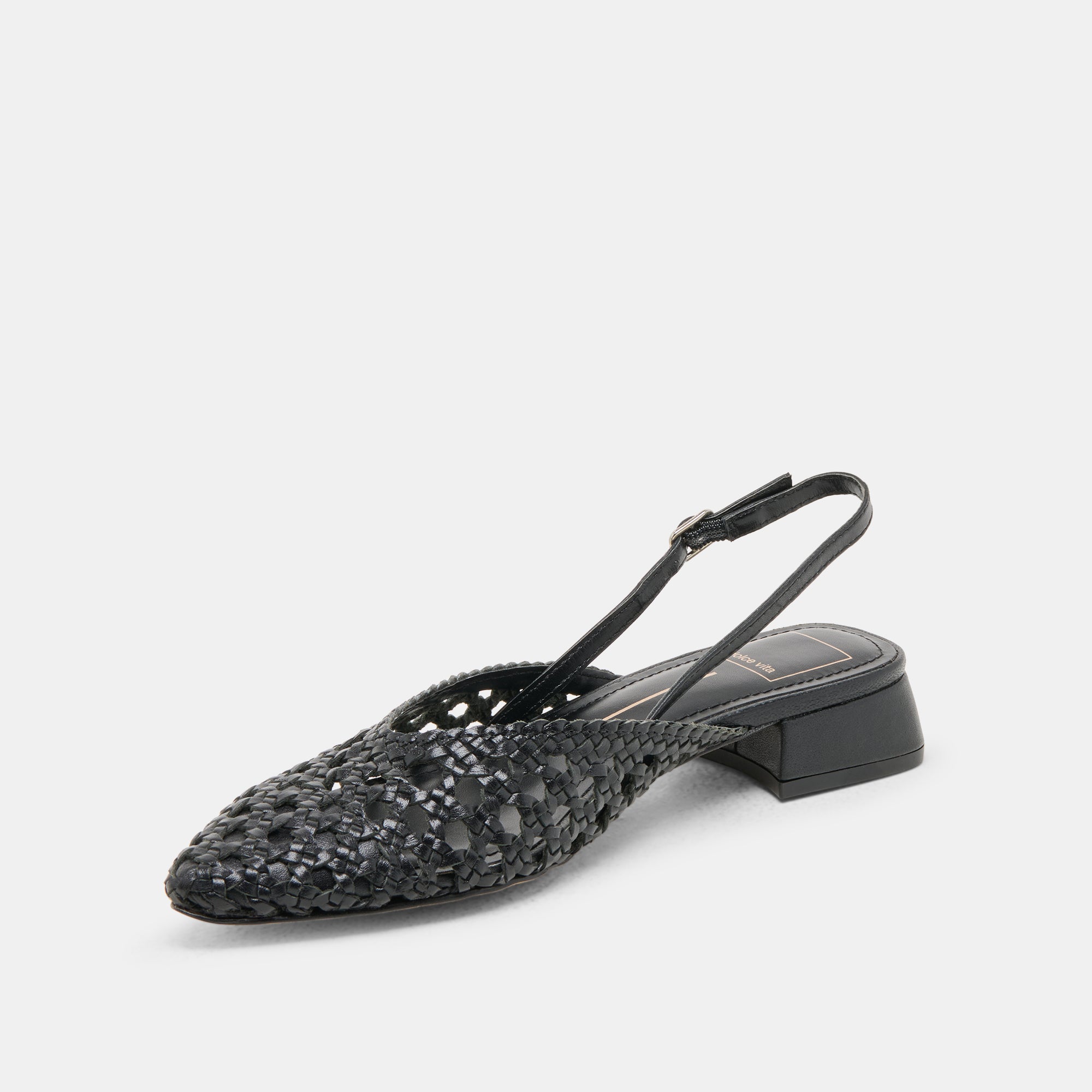 BIRDIE FLATS Women's Black Woven Leather Ballet Shoes - Comfortable & Stylish for Work, Office, and Casual Outfits