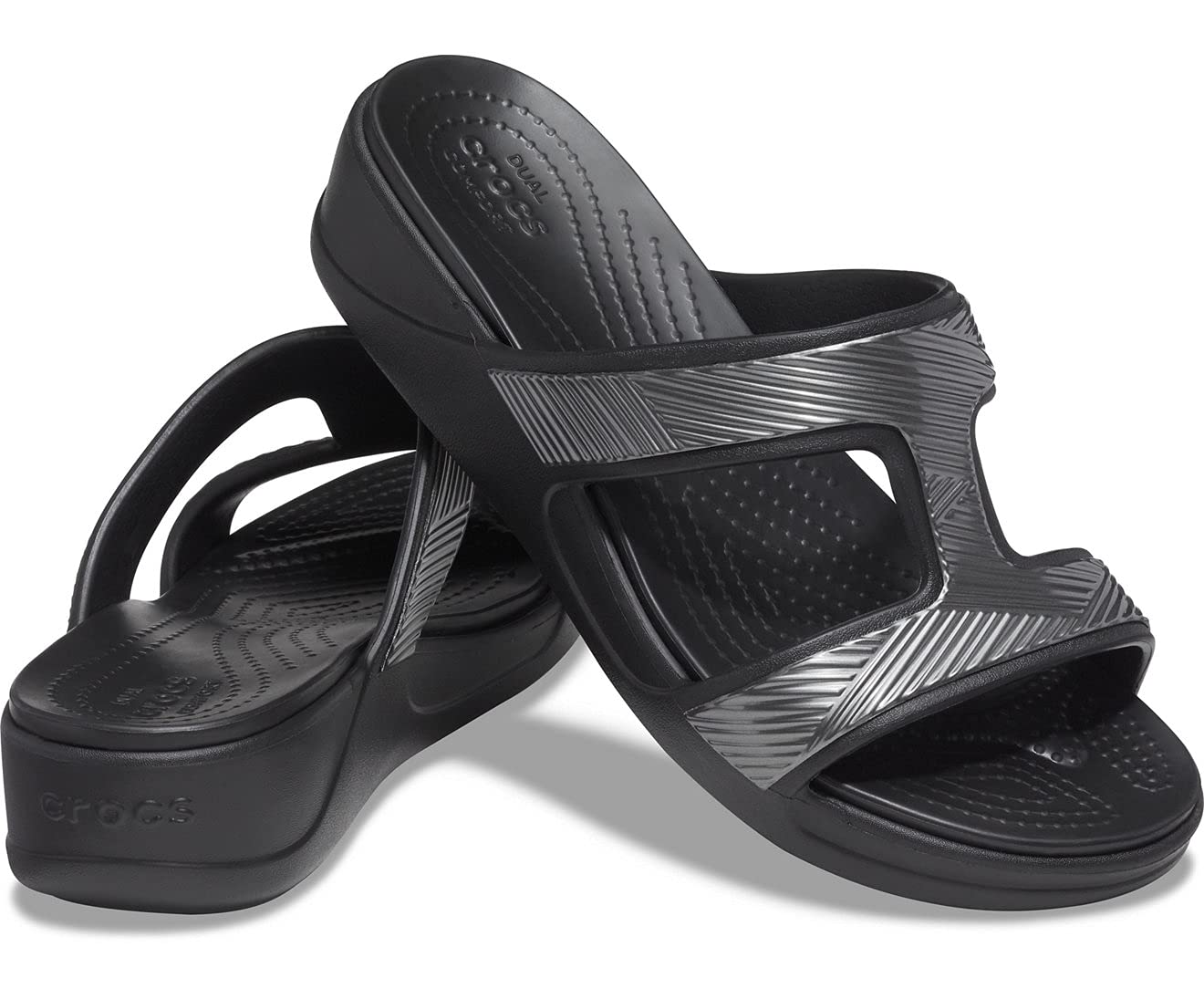 Crocs Women's Monterey Metallic Slip-On Wedge Sandals - Comfortable & Stylish Summer Shoes for Beach, Pool, and Casual Outings