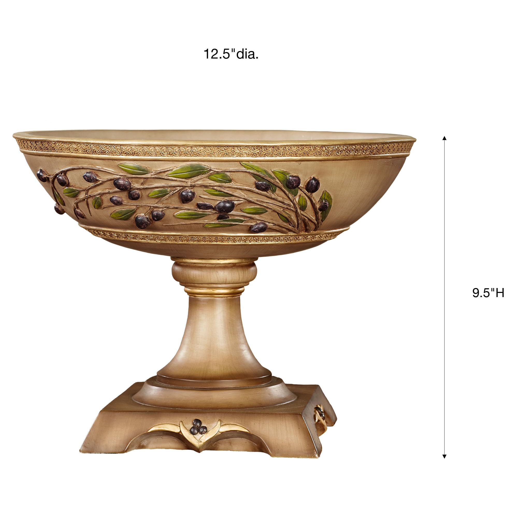 Touch of Class Vernazza Olive Centerpiece Bowl - Tawny Ceramic Fruit Display Bowl for Dining Table Decor, Kitchen Countertop, and Holiday Entertaining