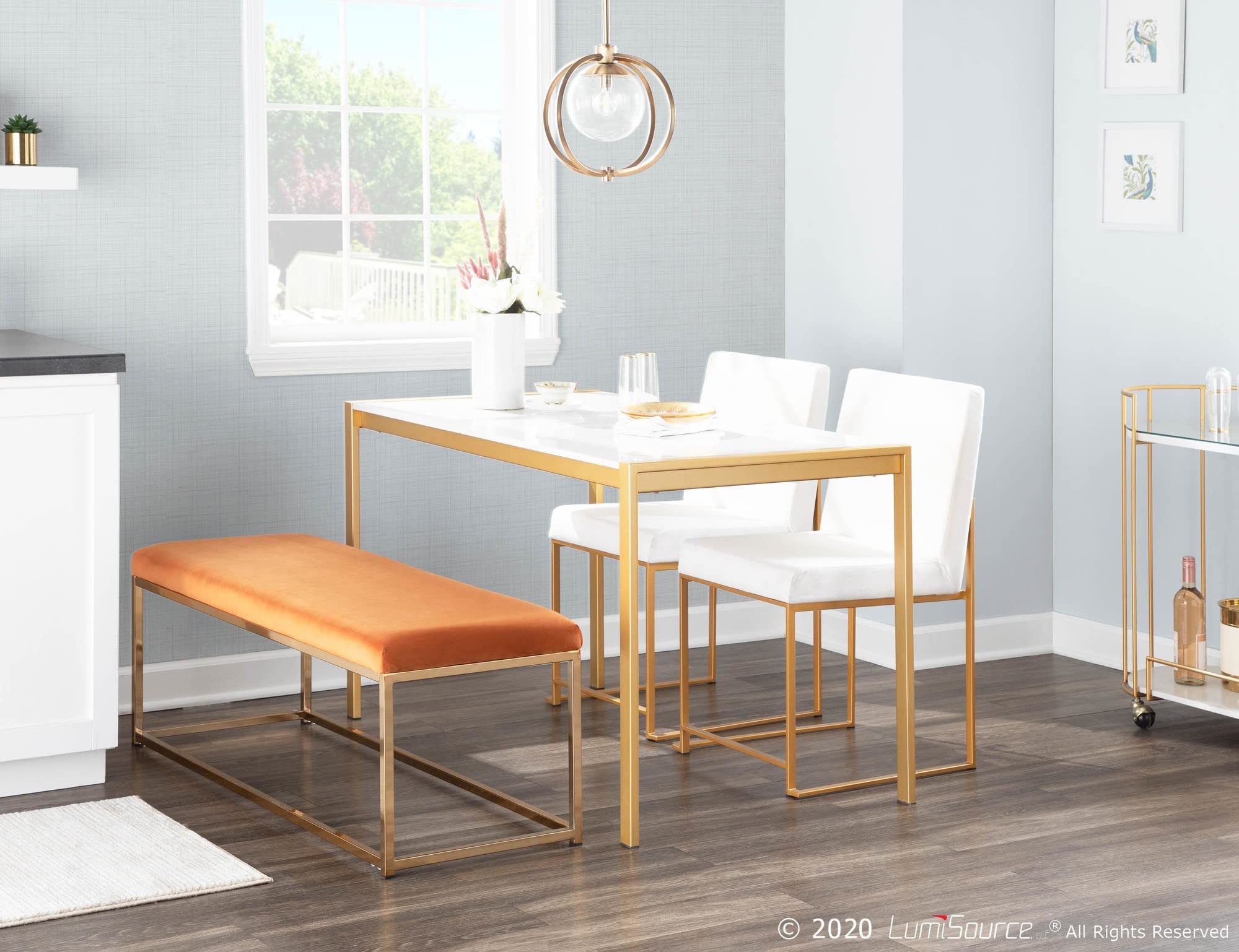LumiSource High Back Fuji Dining Chair Set of 2 - Modern Upholstered Kitchen Chairs for Dining Table - Comfortable Contemporary Seating for Home, Restaurant & Office Use